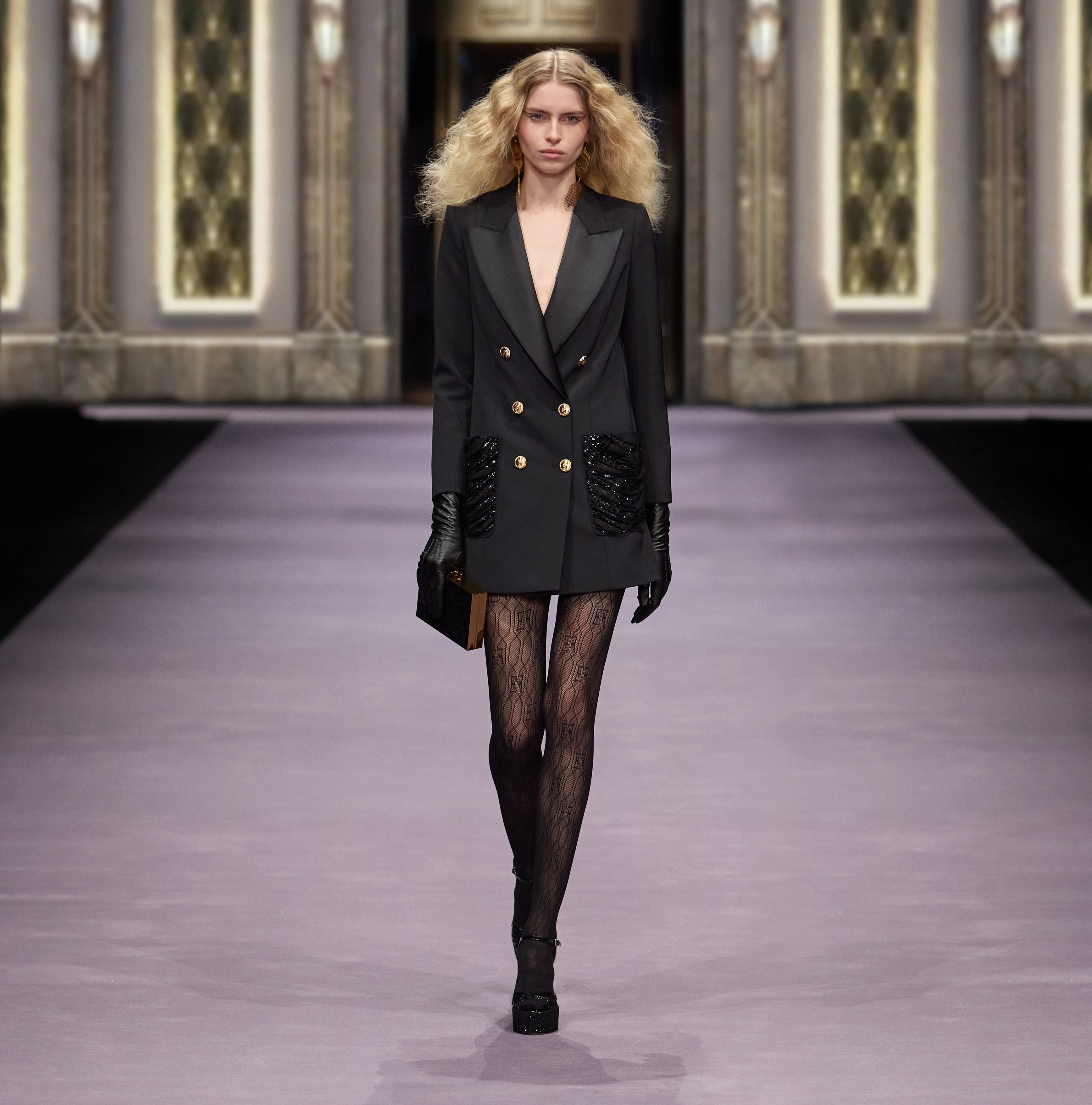 Coat dress in double layer crêpe fabric with embroidered pockets - Elisabetta Franchi