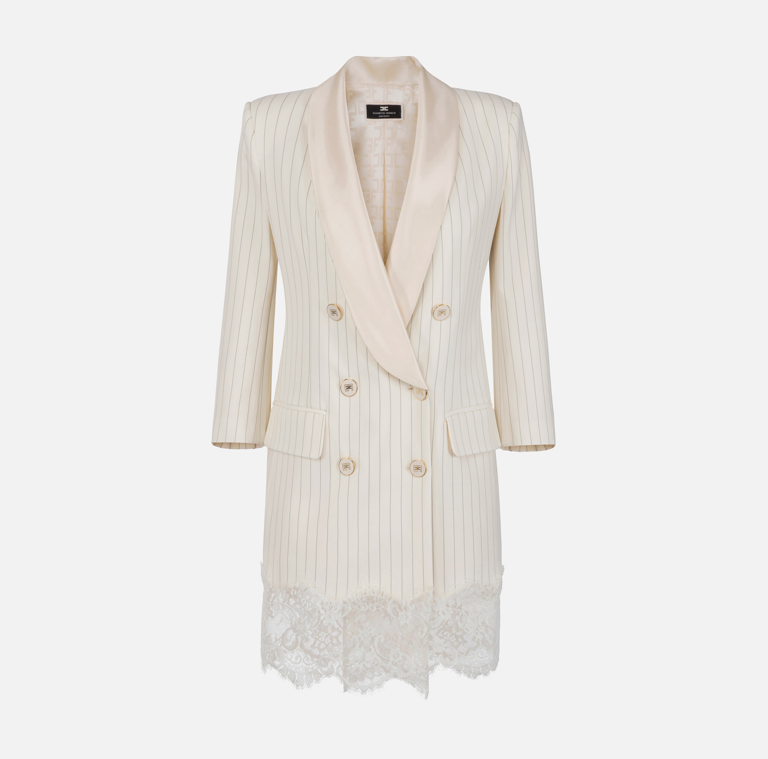 Coat dress in cool wool with lace - Elisabetta Franchi