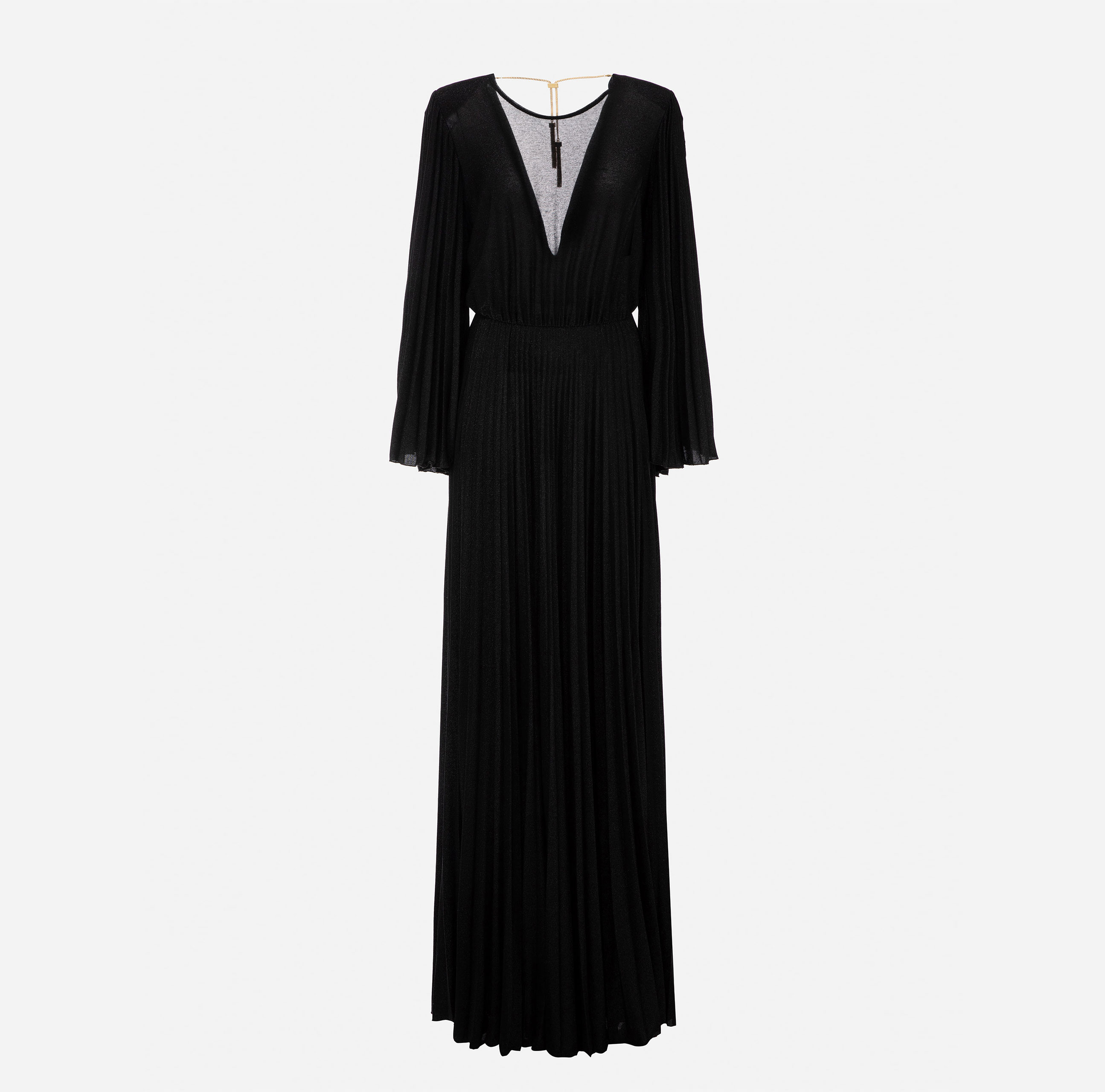 Red carpet dress in lurex jerseywith pleated sleeves - Elisabetta Franchi