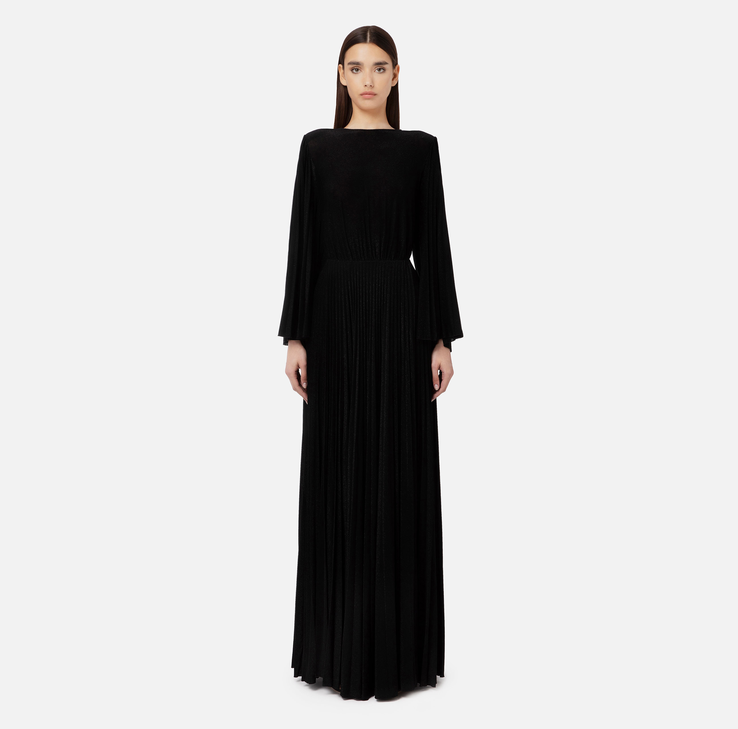 Red carpet dress in lurex jerseywith pleated sleeves - Elisabetta Franchi
