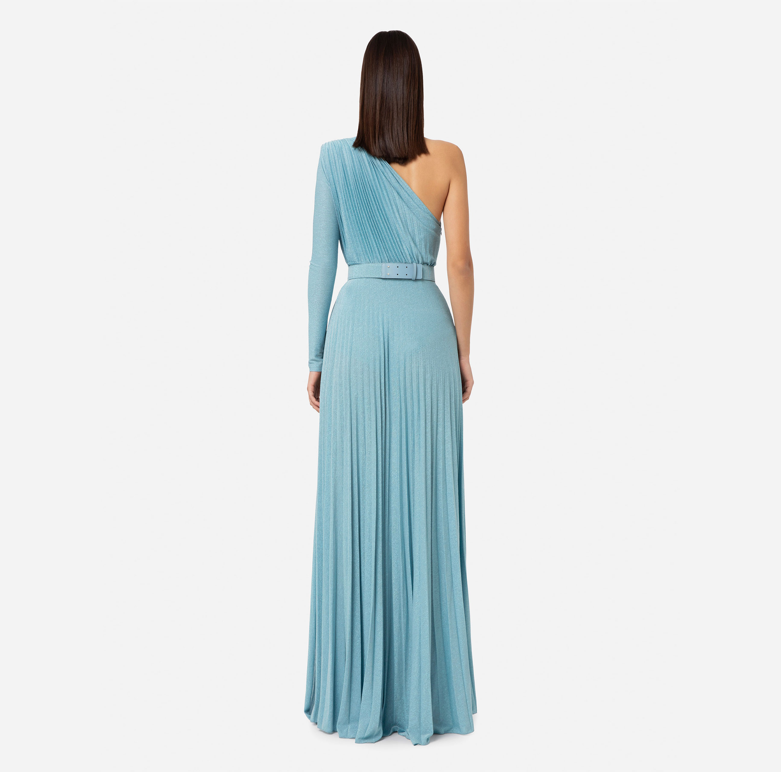 One-shoulder red carpet dress with belt - Elisabetta Franchi