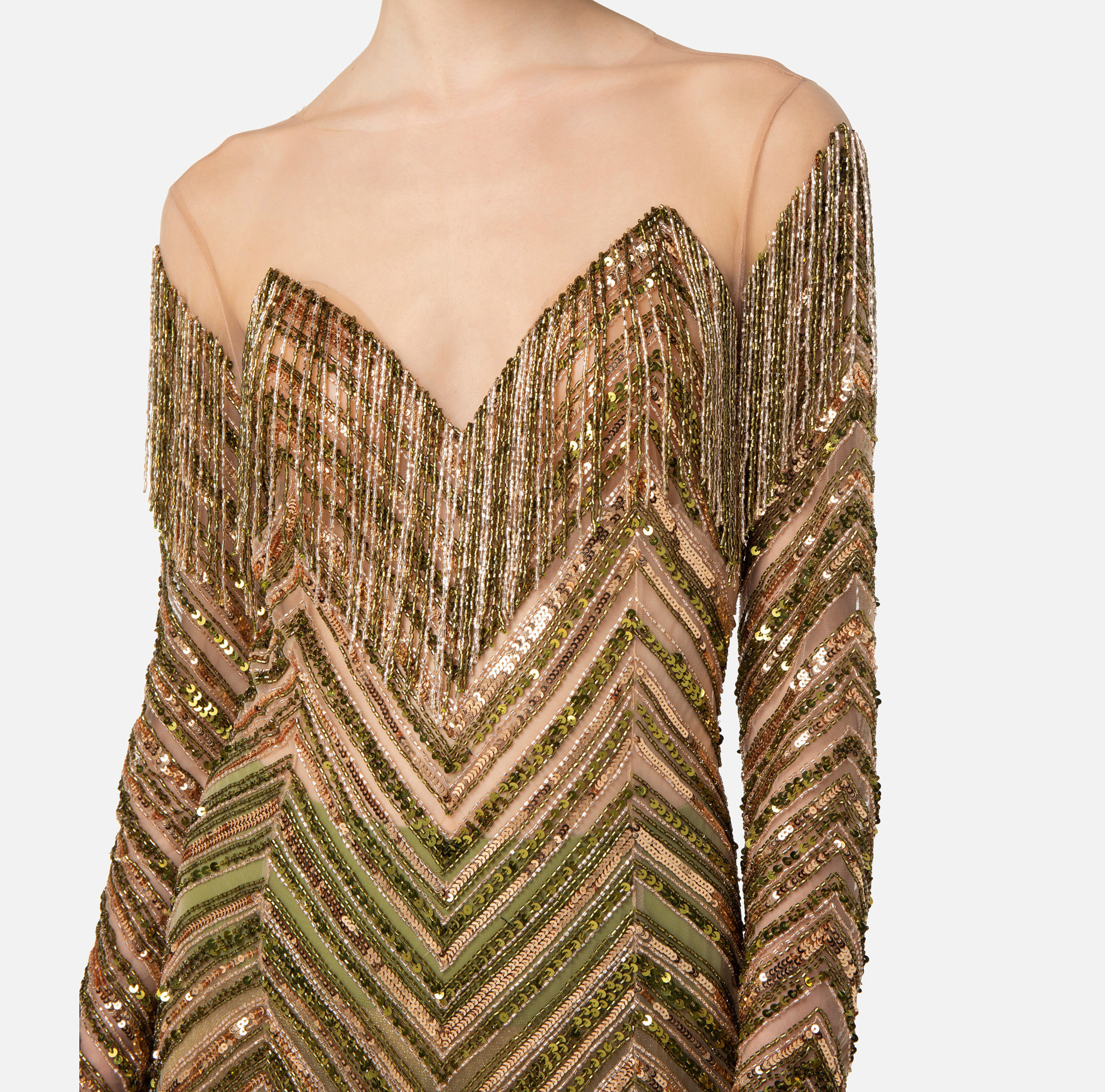 Tulle mini-dress with embroidered sequins - Elisabetta Franchi
