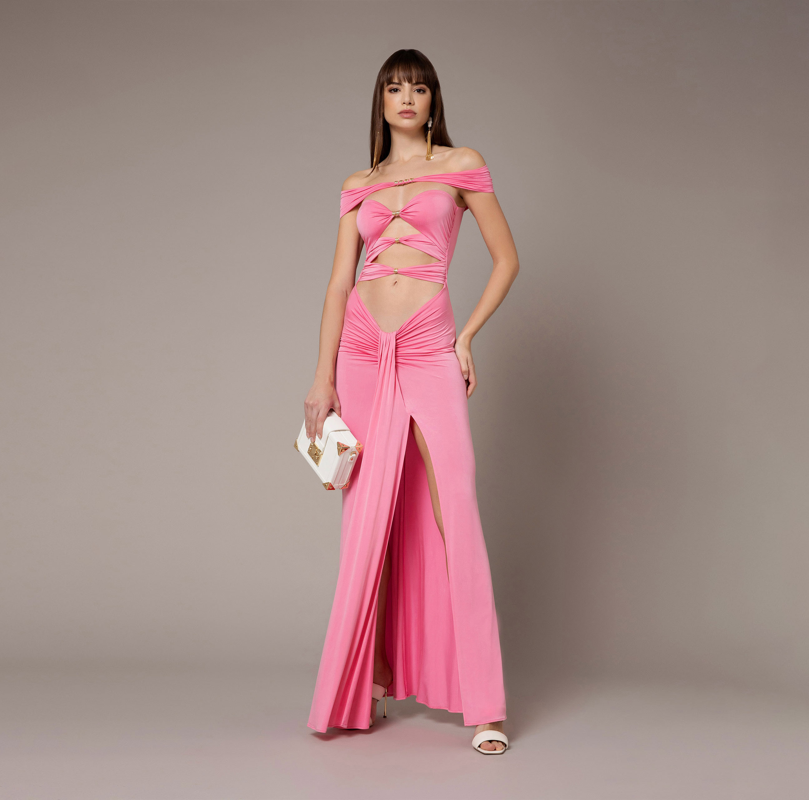 Red carpet dress with draped bands - Elisabetta Franchi