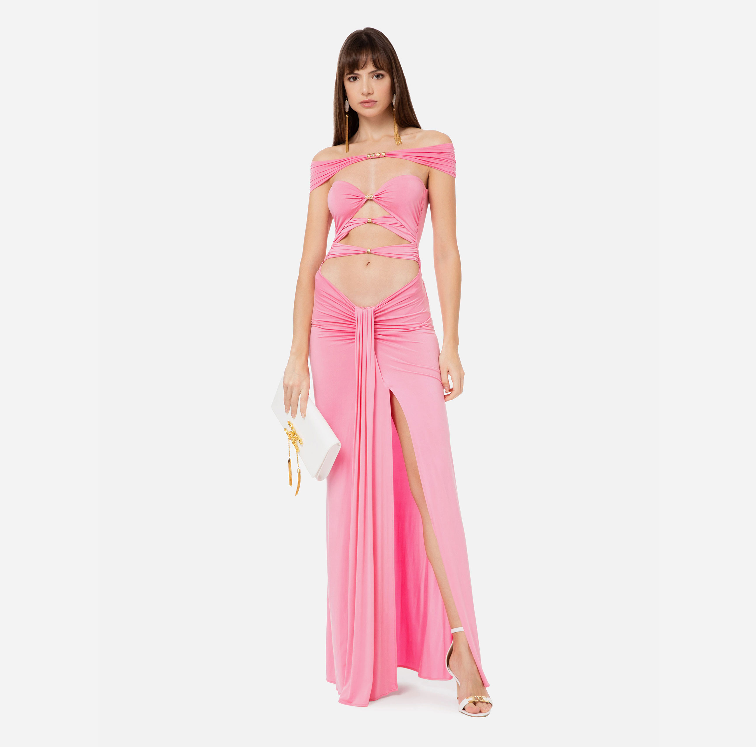 Red carpet dress with draped bands - Elisabetta Franchi
