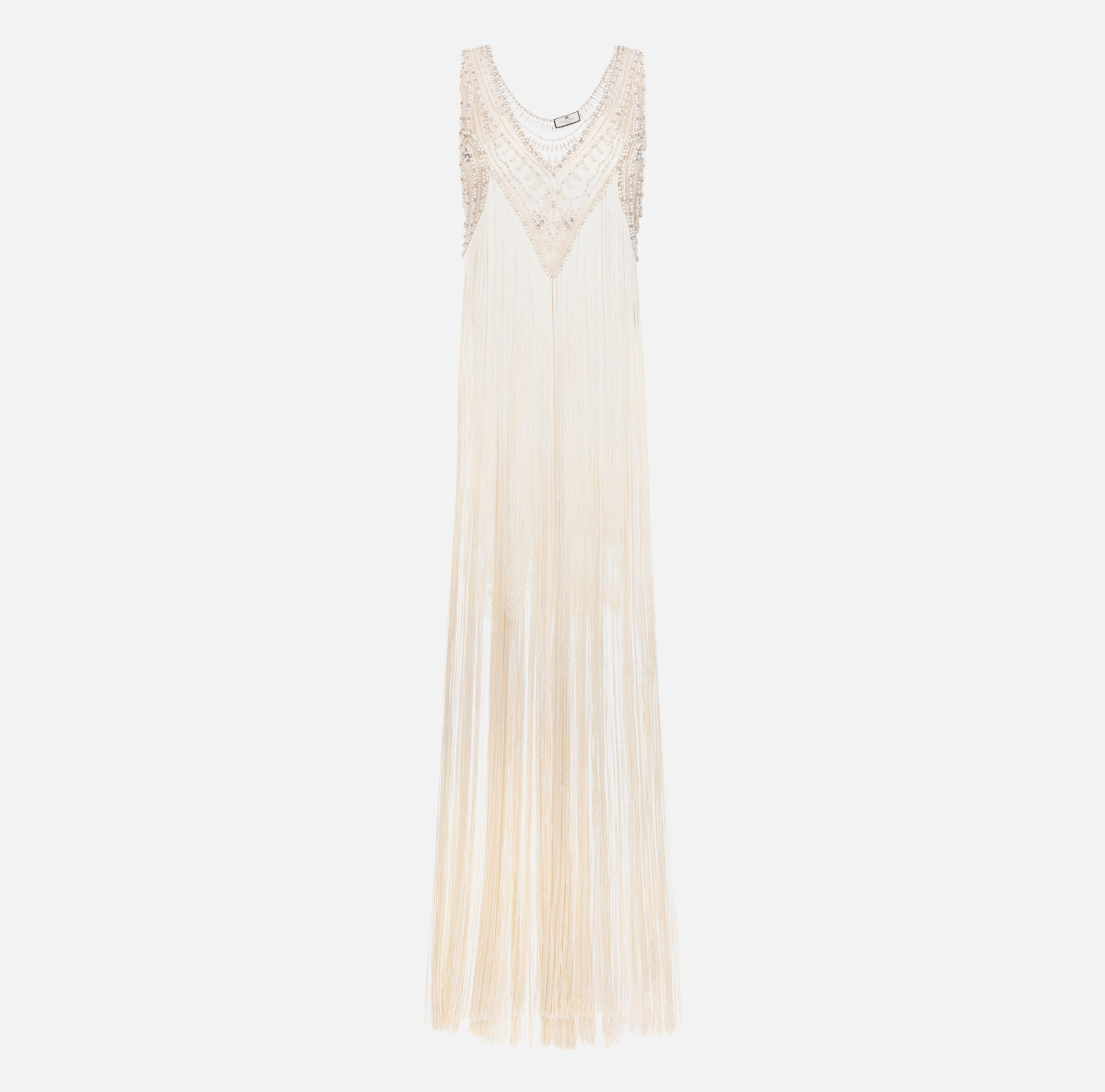 Tulle Red Carpet dress with fringes and beads - ABBIGLIAMENTO - Elisabetta Franchi