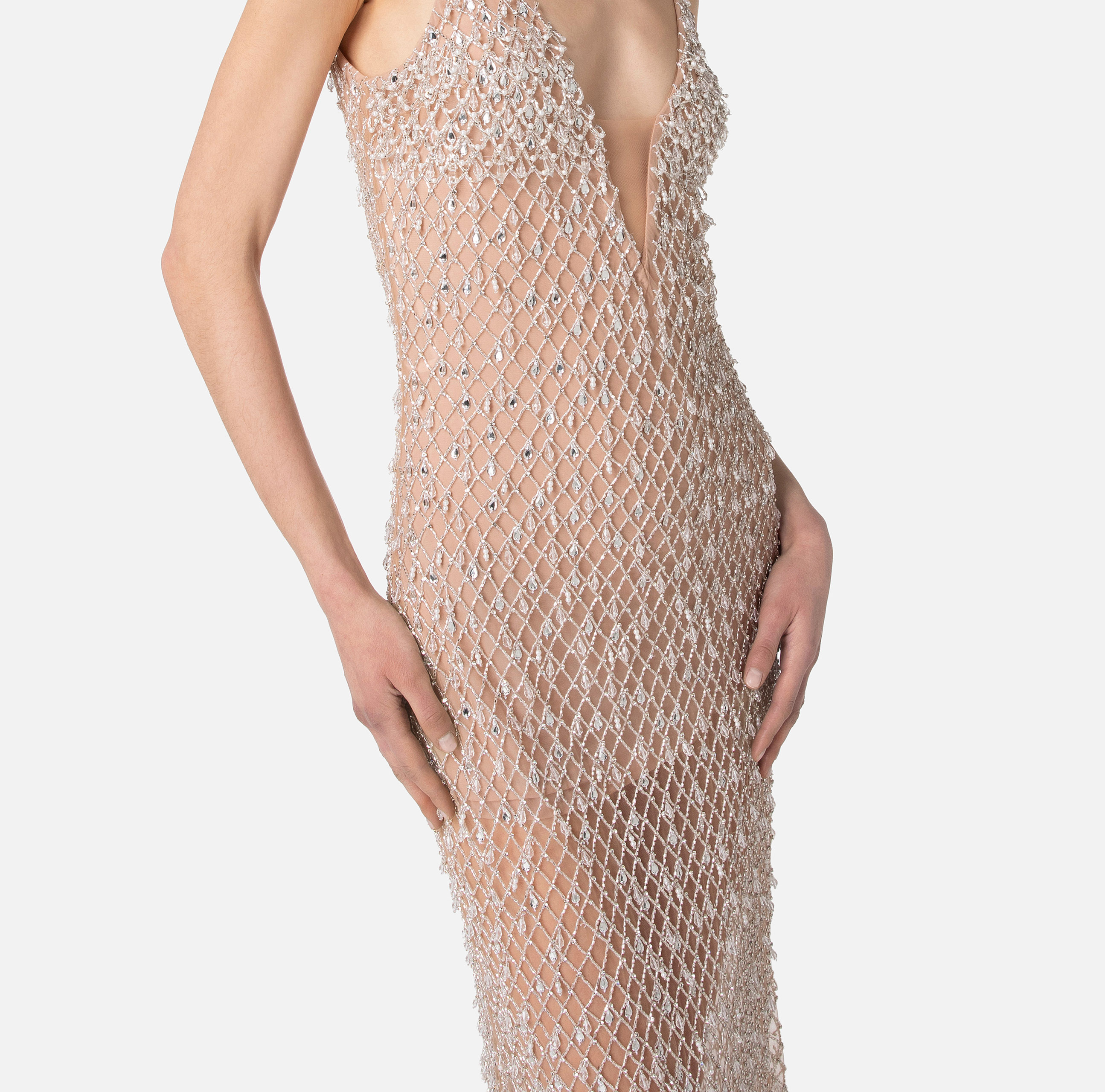 Tulle Red Carpet dress with diamond embroidery - Elisabetta Franchi