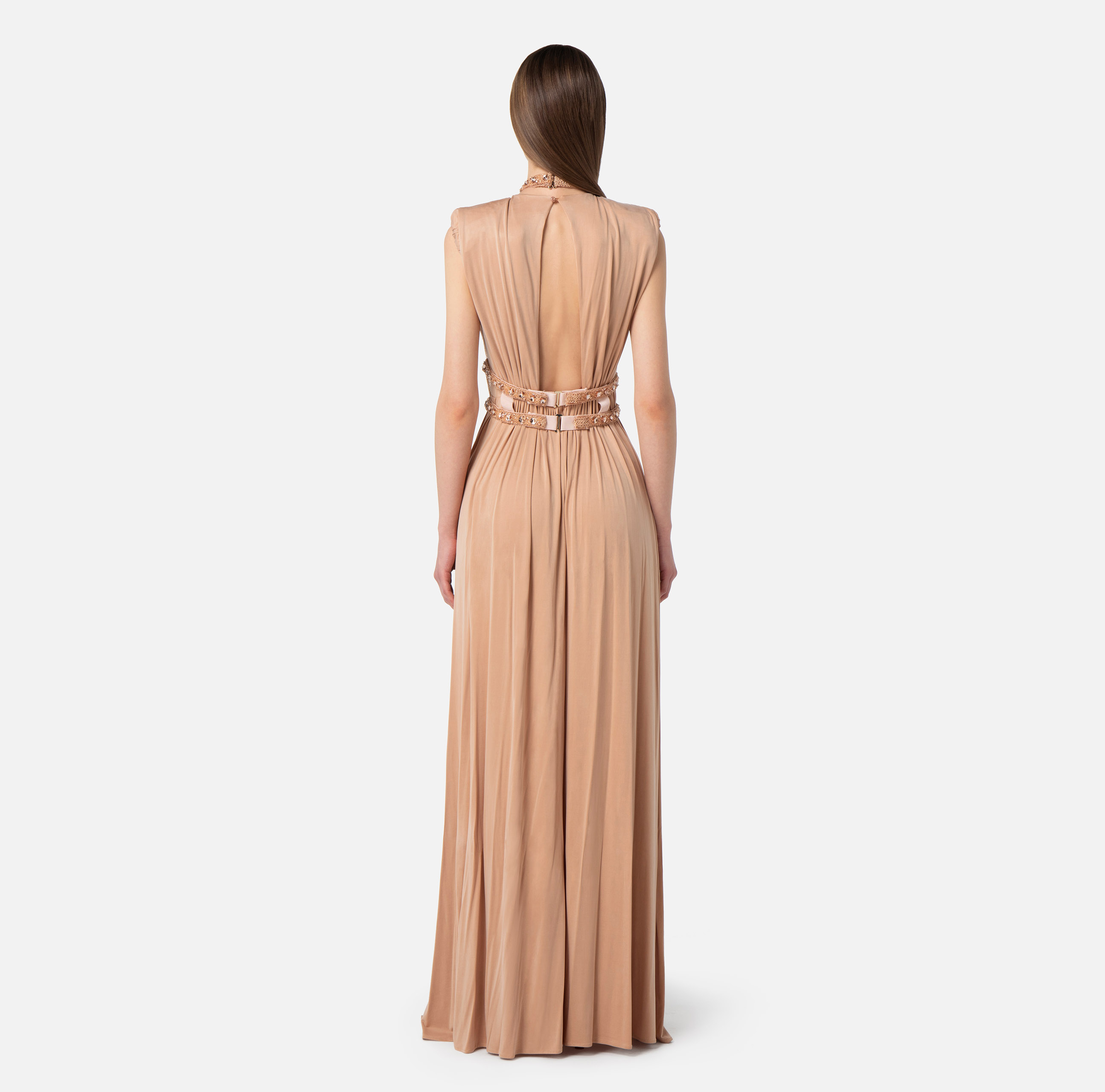 Red Carpet dress in cupro jersey with necklace - Elisabetta Franchi
