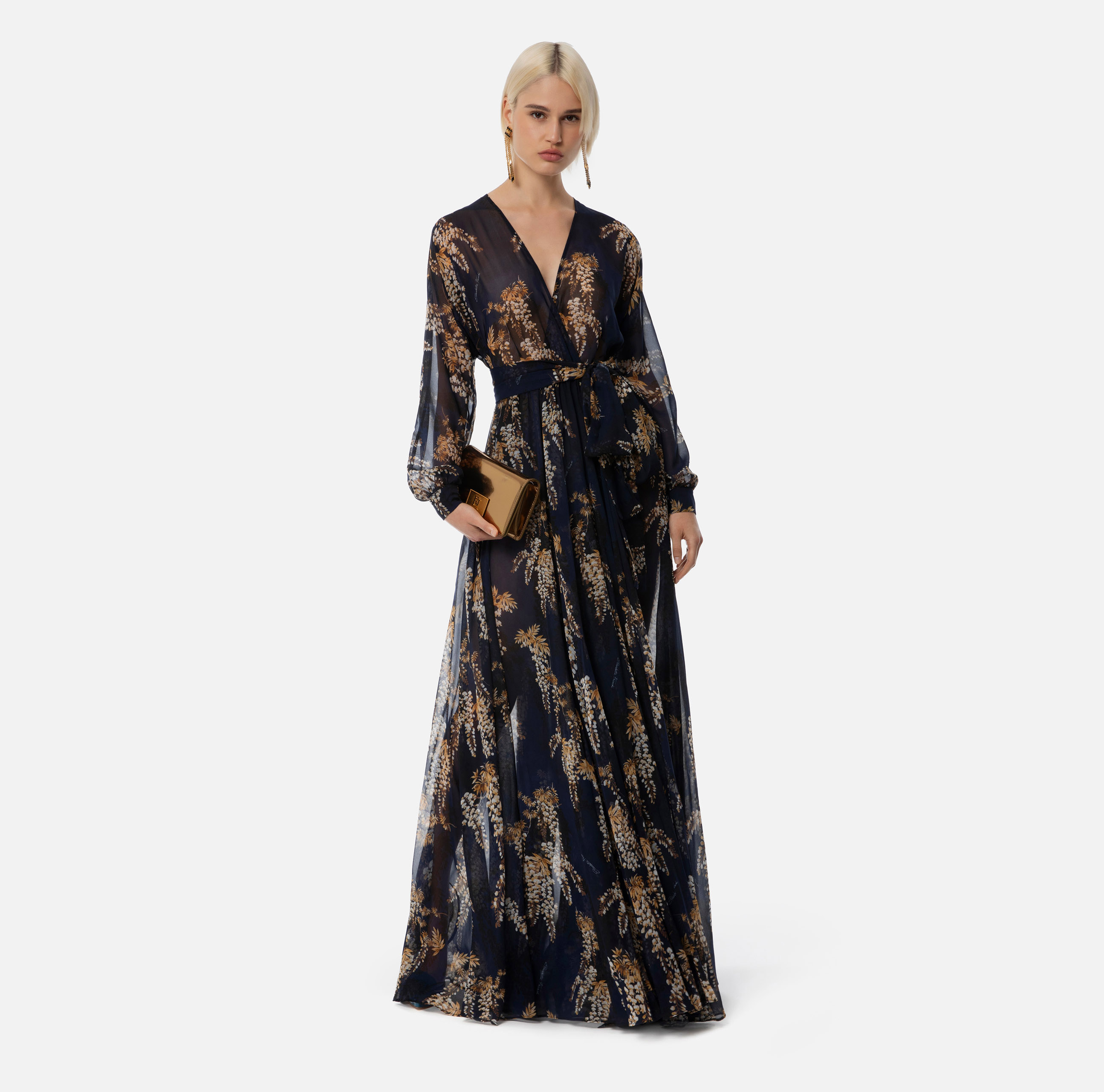 Red Carpet dress made of voile with floral print - Elisabetta Franchi