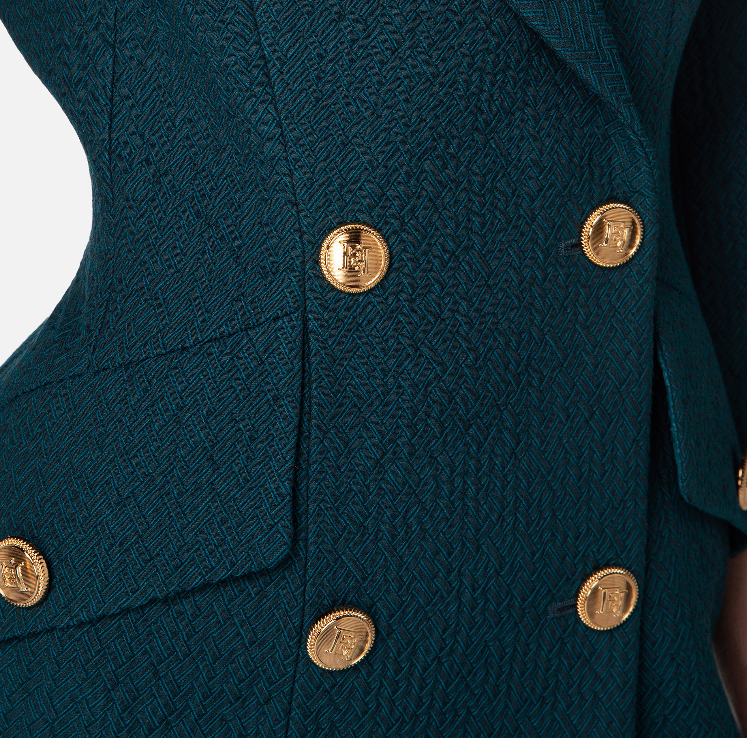 Vestido abrigo con solapas y botones con logotipo - Elisabetta Franchi