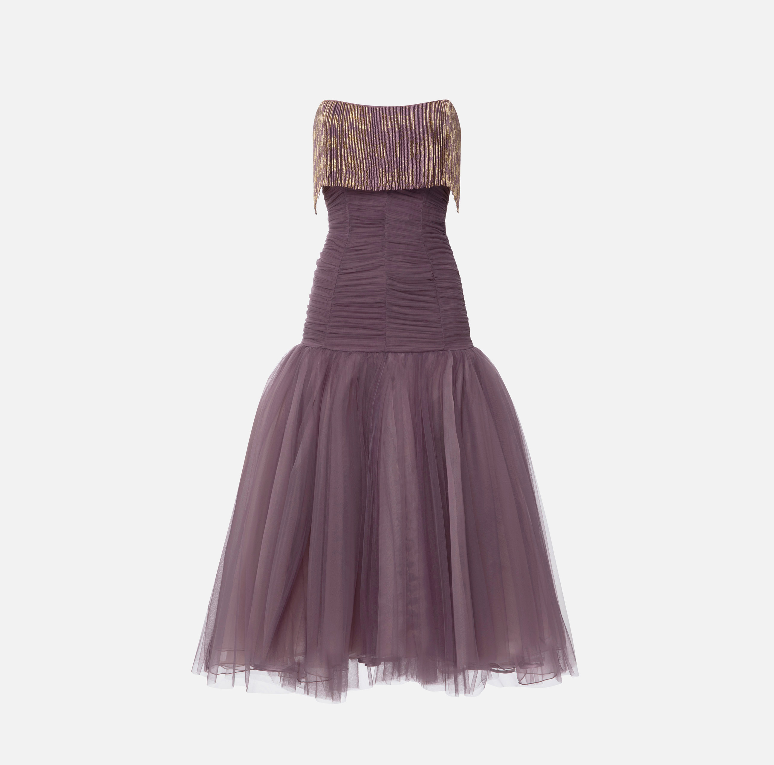 Tulle Red Carpet dress with fringes - Elisabetta Franchi