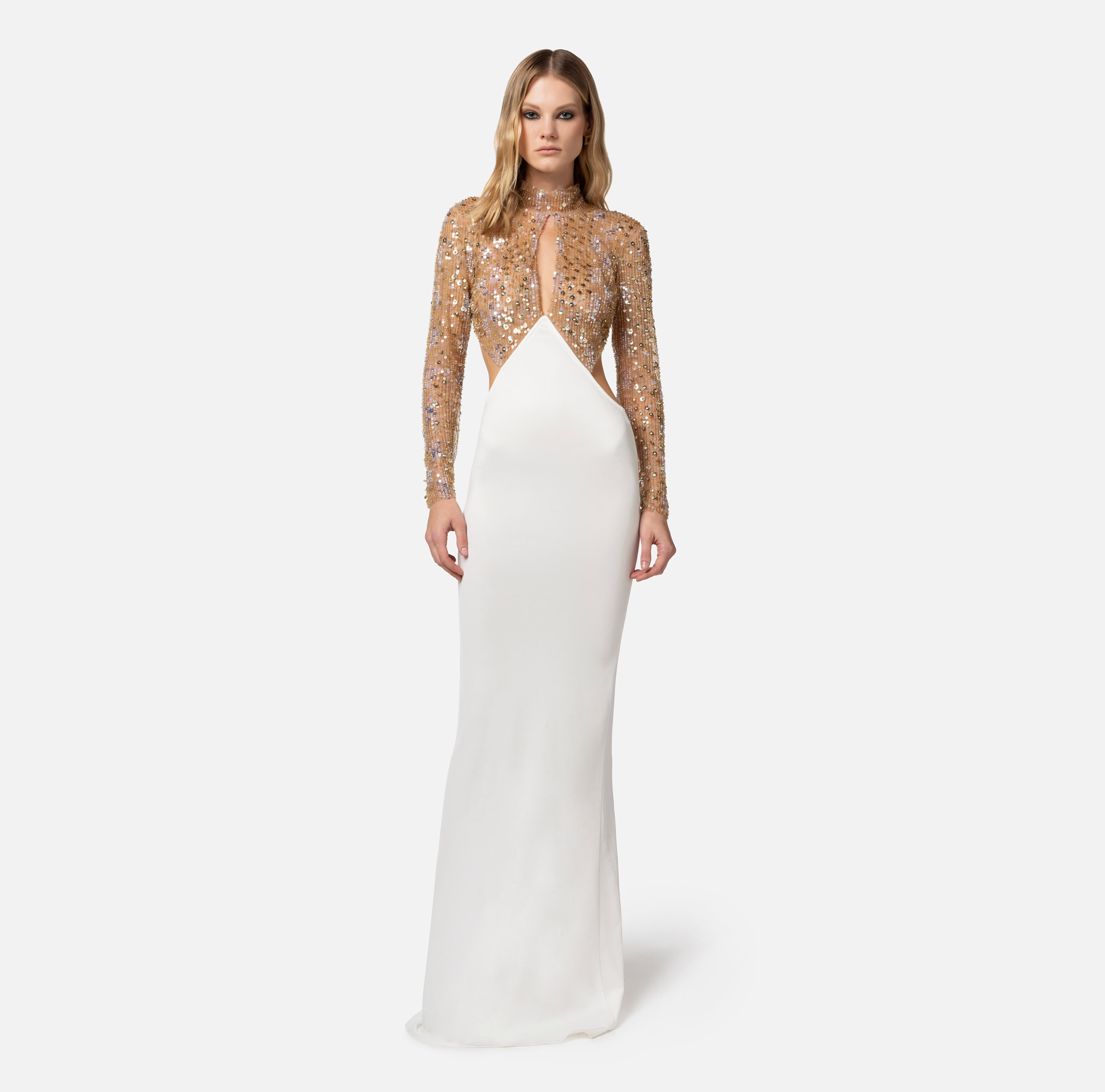 Red Carpet dress in jersey with embroidered bodice - Elisabetta Franchi