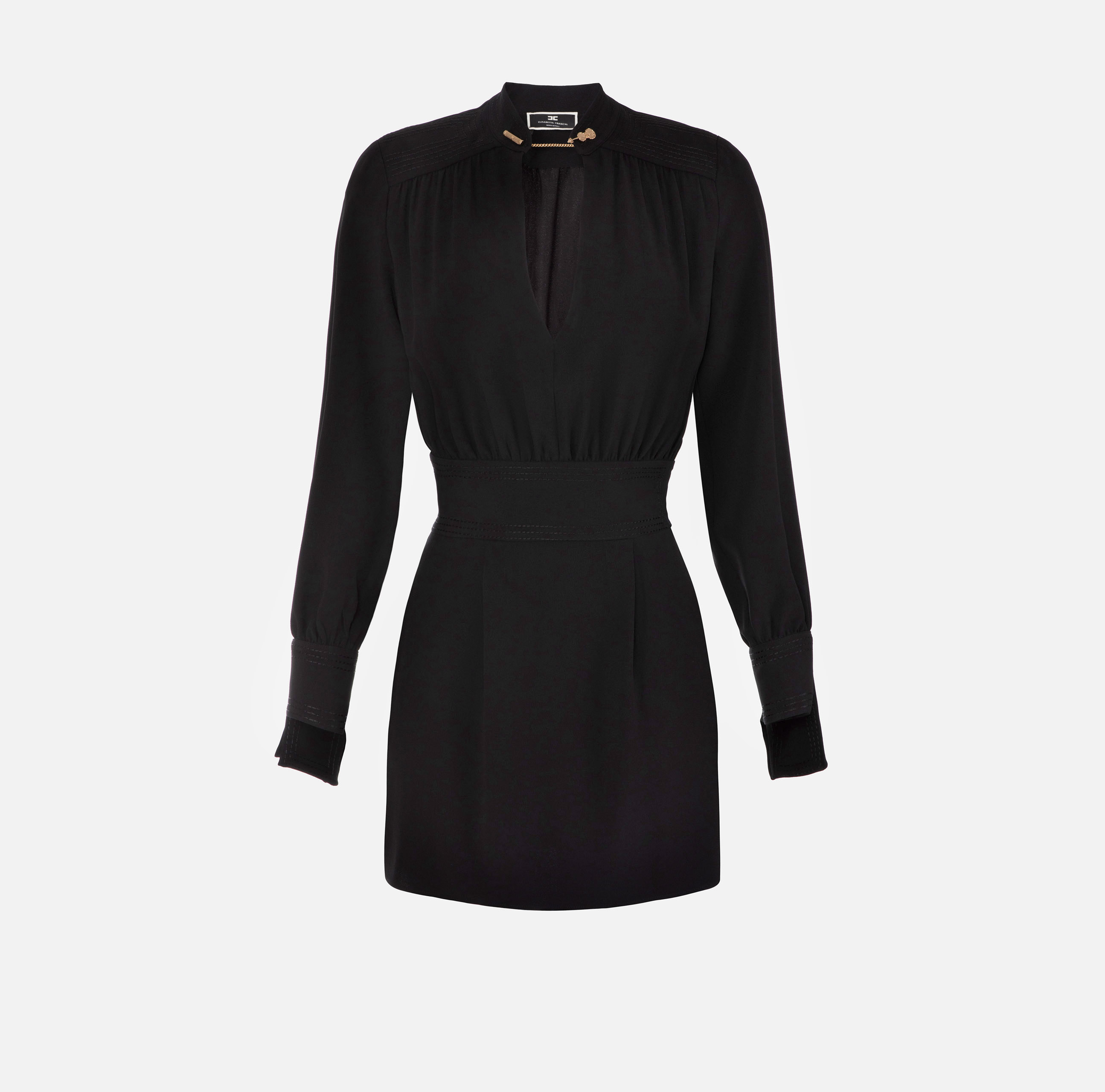 Mini-dress in crêpe fabric with embroidered shoulders - Elisabetta Franchi