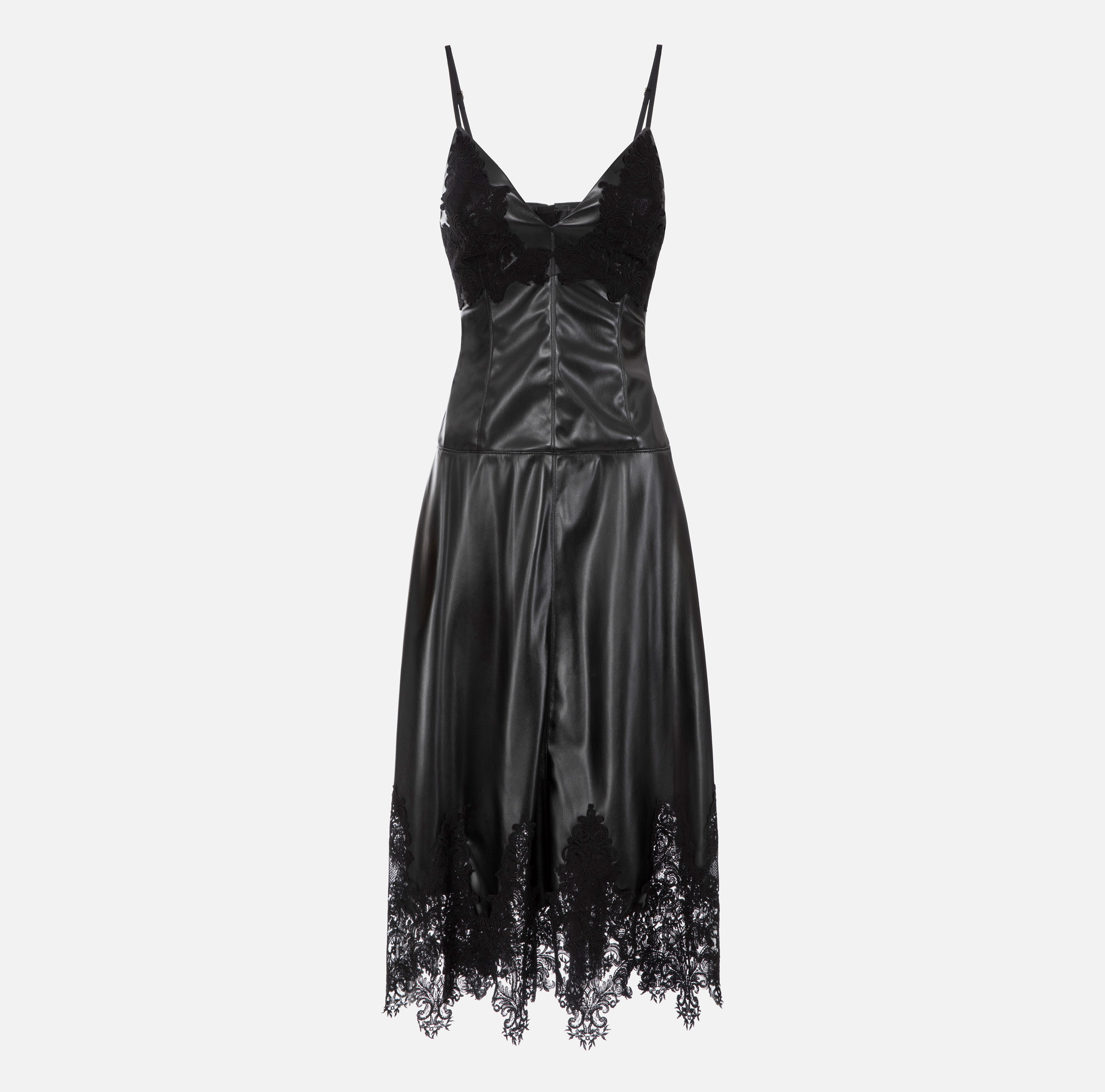 Midi dress in synthetic material with lace - ABBIGLIAMENTO - Elisabetta Franchi