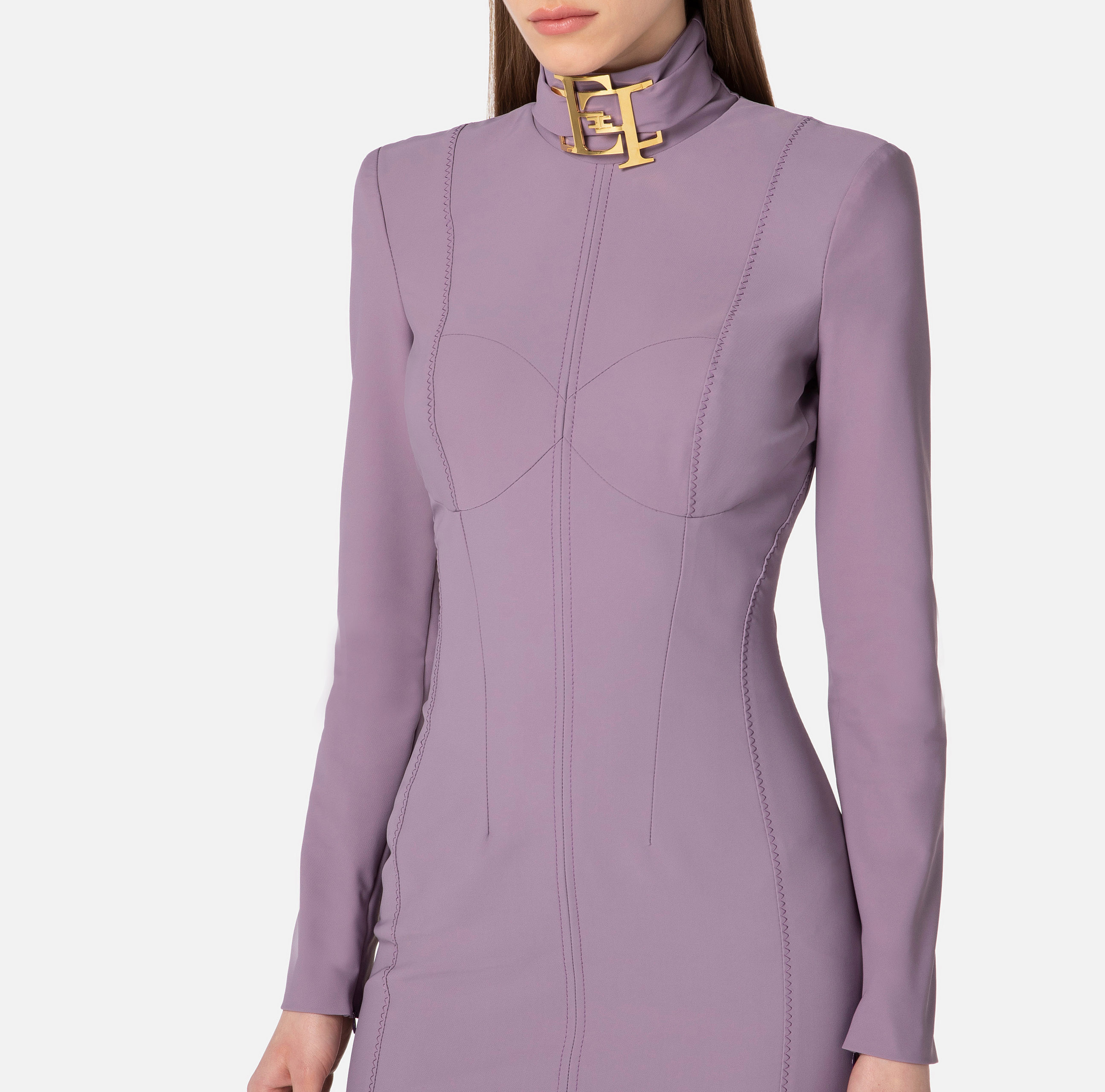 Mini-dress in bi-elastic fabric with high collar - Elisabetta Franchi