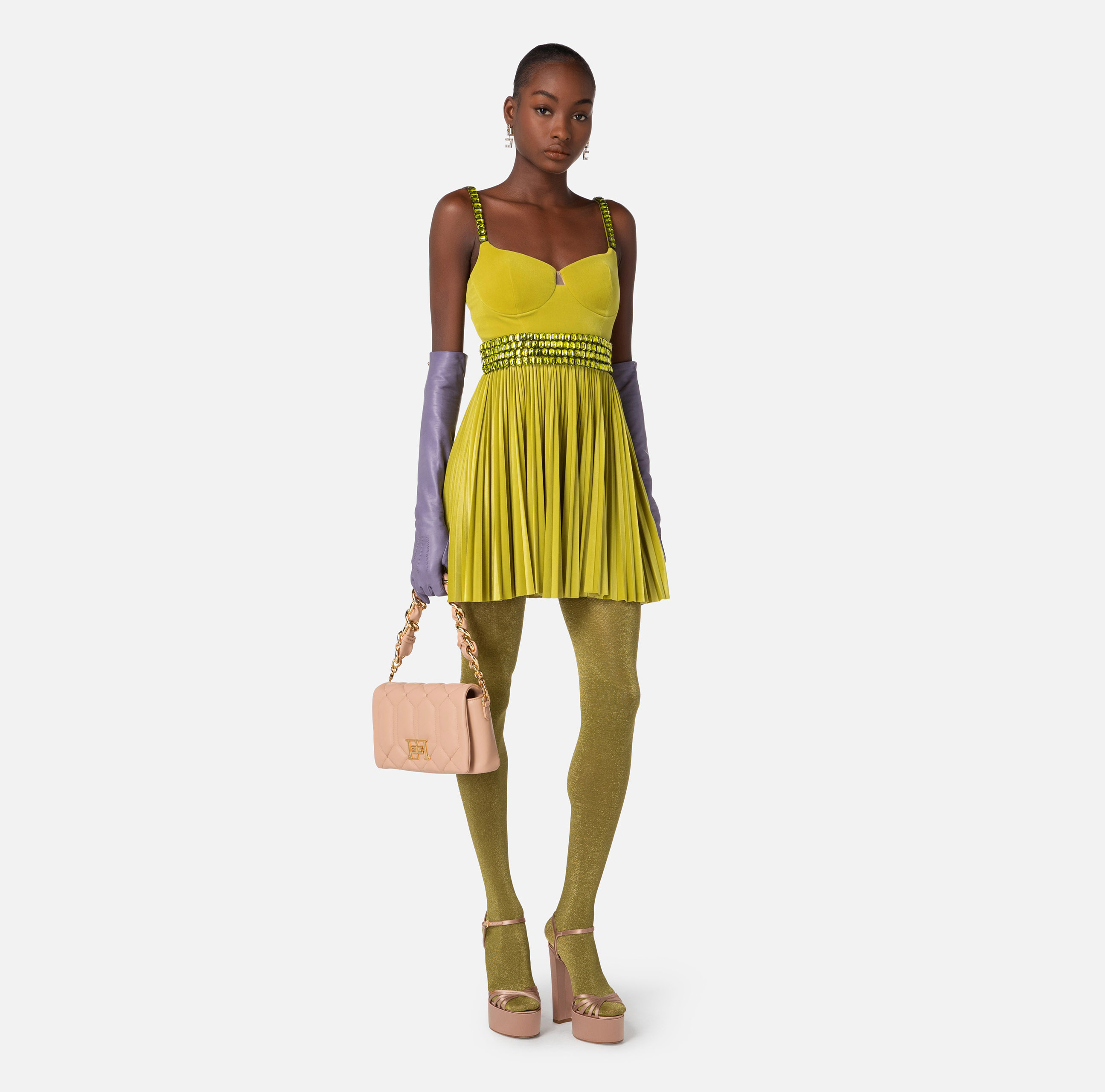Lycra bustier mini-dress with rhinestones - Elisabetta Franchi