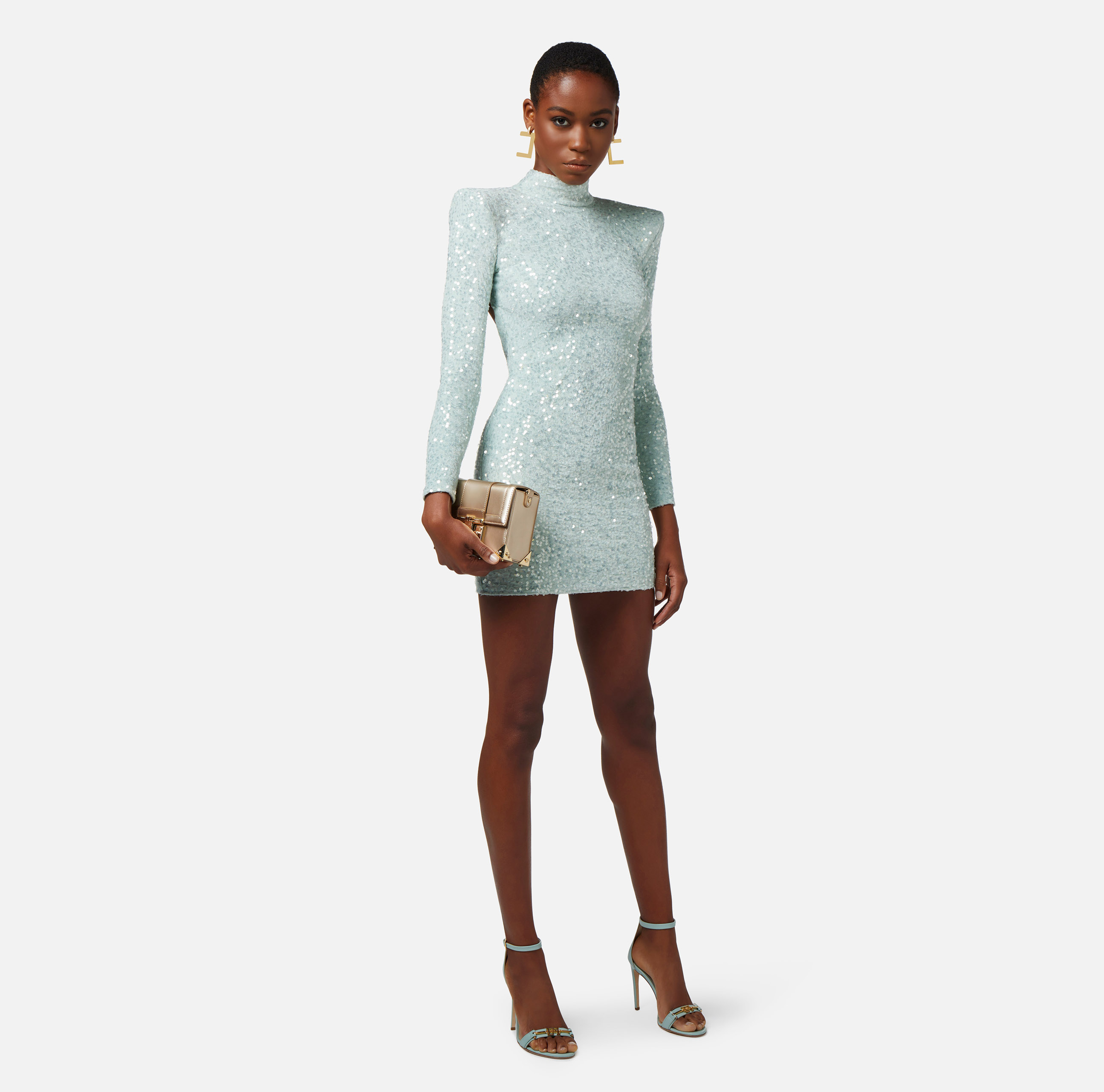 Mini-dress made of sequins with structured shoulders - Elisabetta Franchi