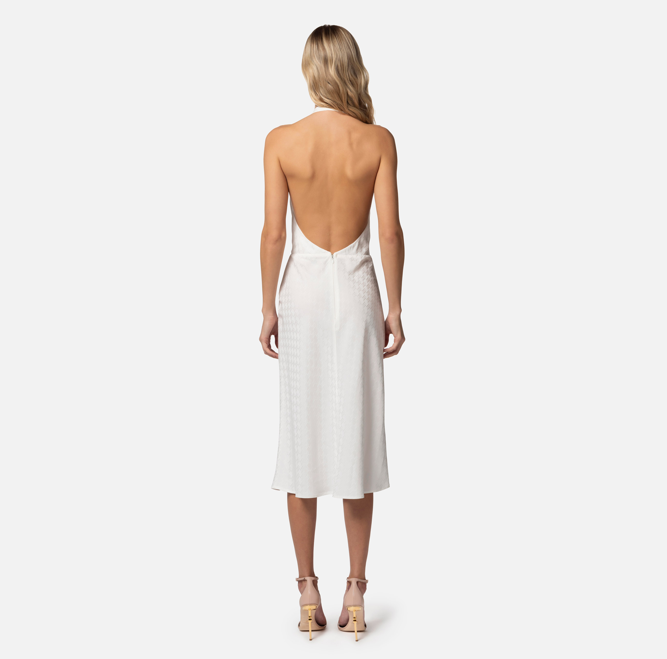 Midi dress in jacquard viscose fabric with neckline on the back - Elisabetta Franchi