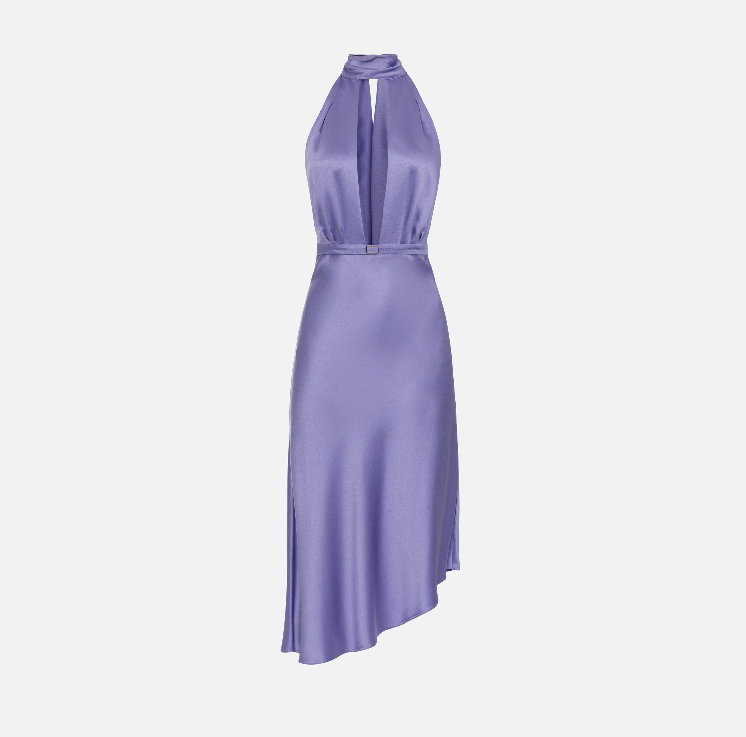 Midi dress made of satin with asymmetric skirt - ABBIGLIAMENTO - Elisabetta Franchi