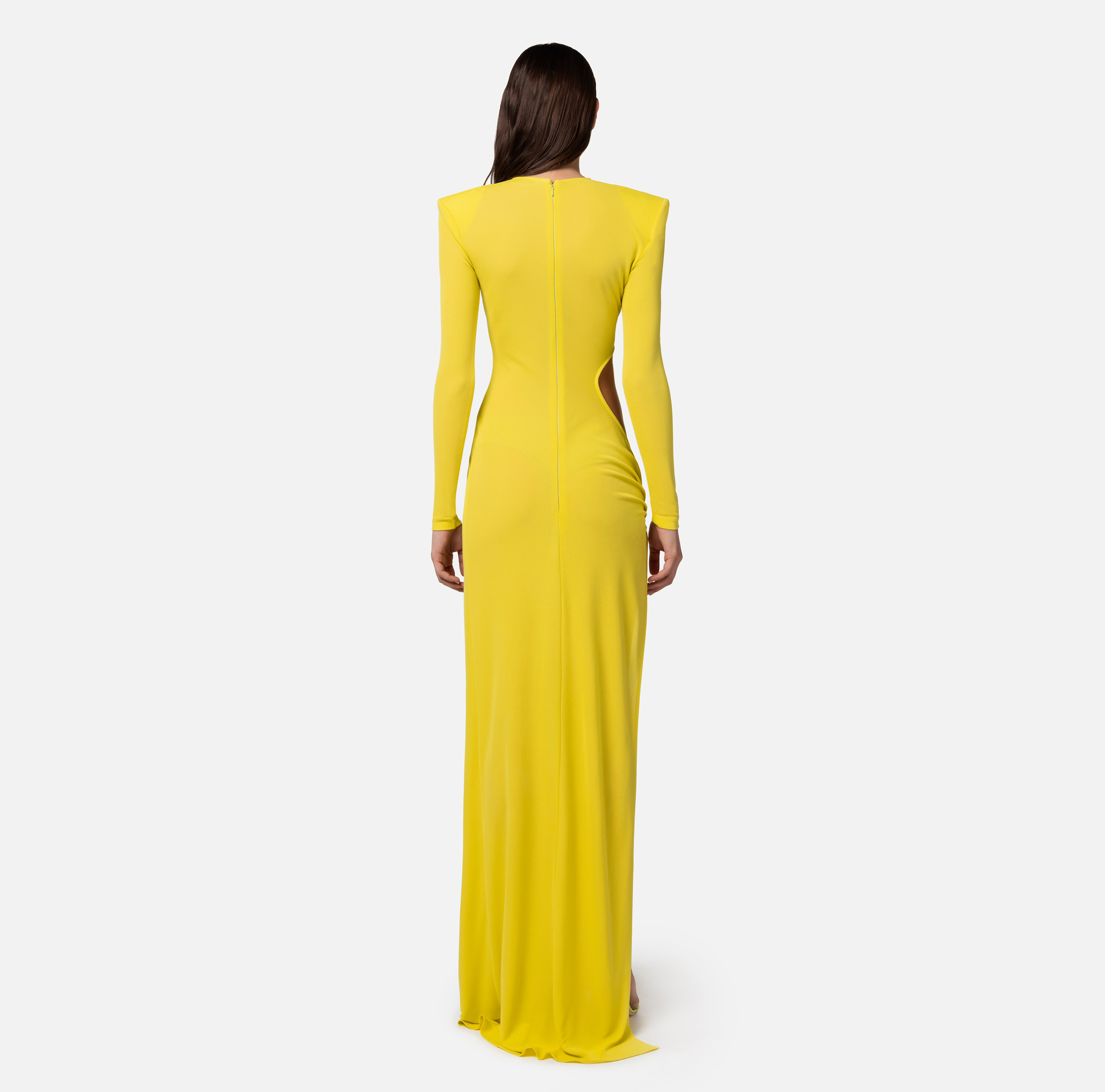 Red carpet dress in draped jersey with cut-out - Elisabetta Franchi