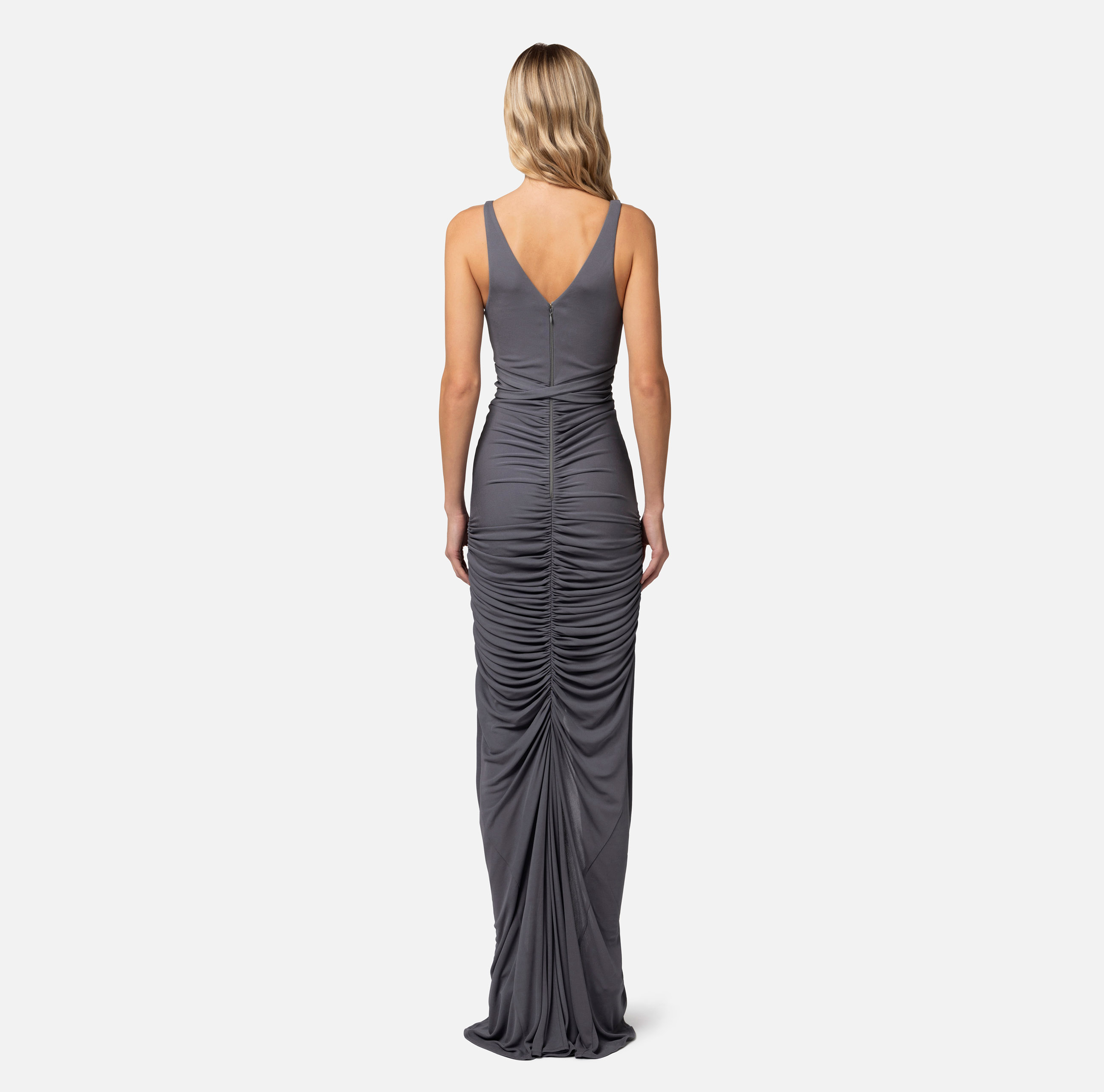 Red carpet dress in draped jersey with piercing - Elisabetta Franchi