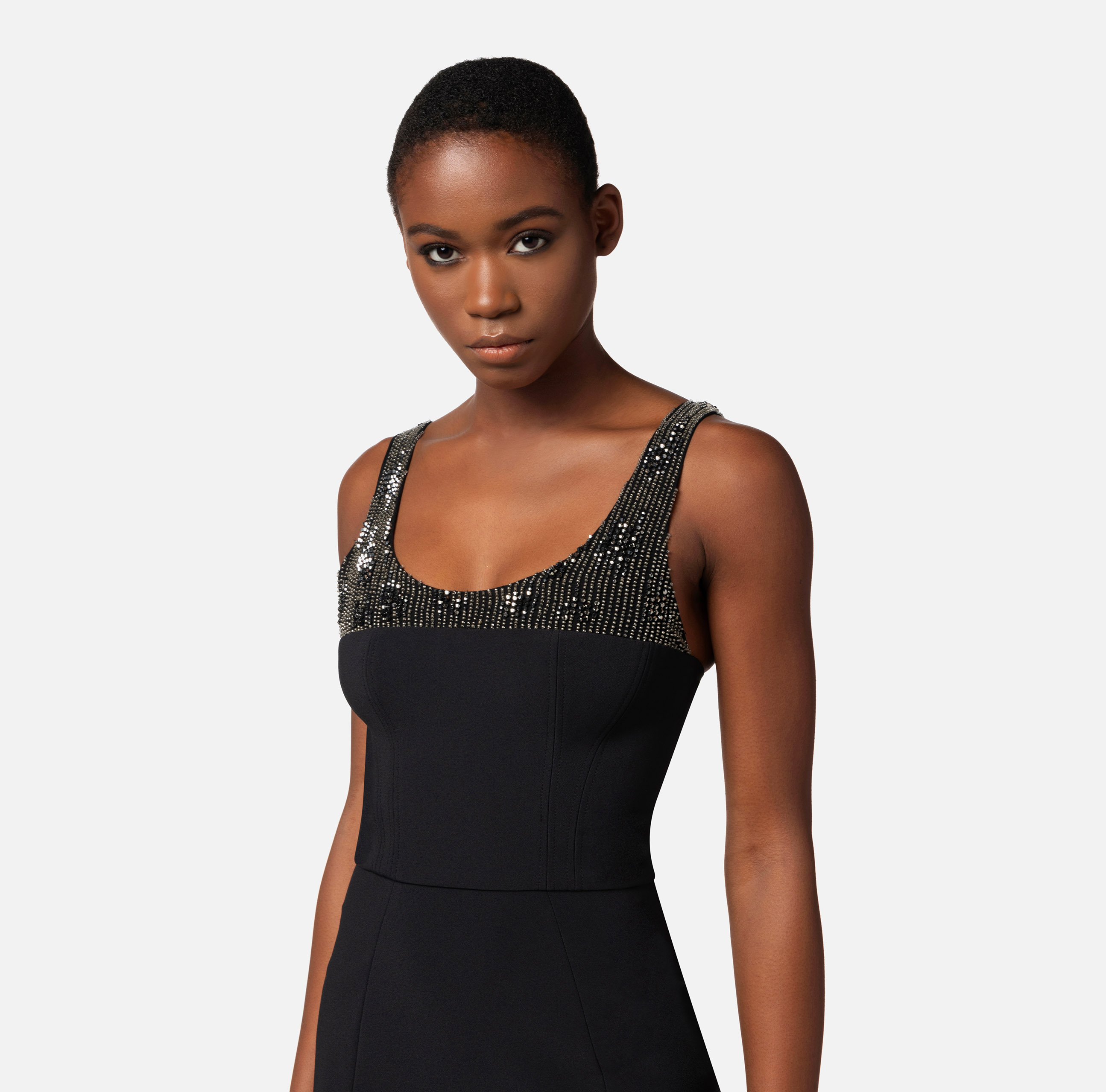 Mini-dress in crêpe fabric with embroidered bodice - Elisabetta Franchi