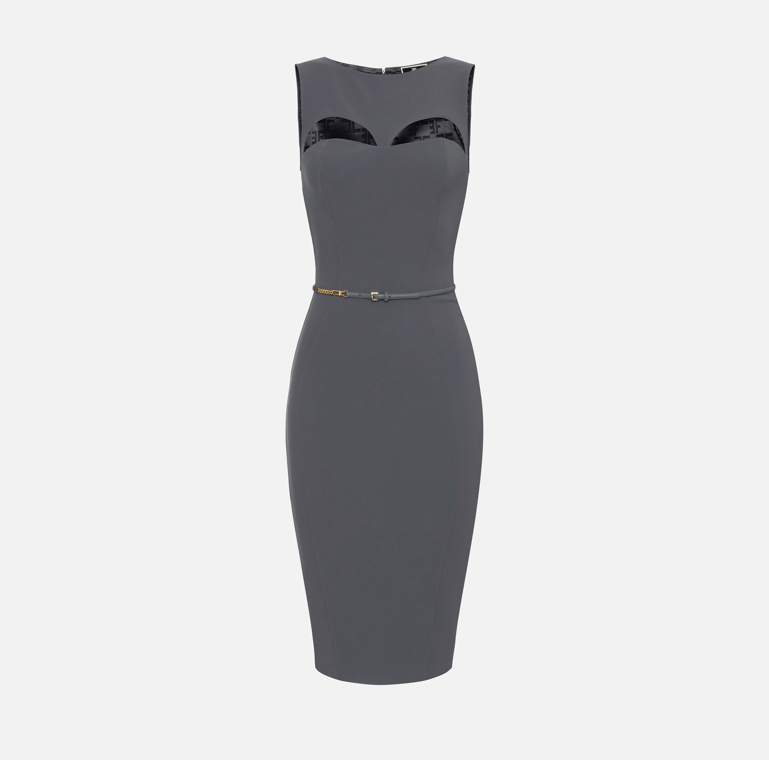 Technical fabric midi dress with belt and cut-out - Elisabetta Franchi