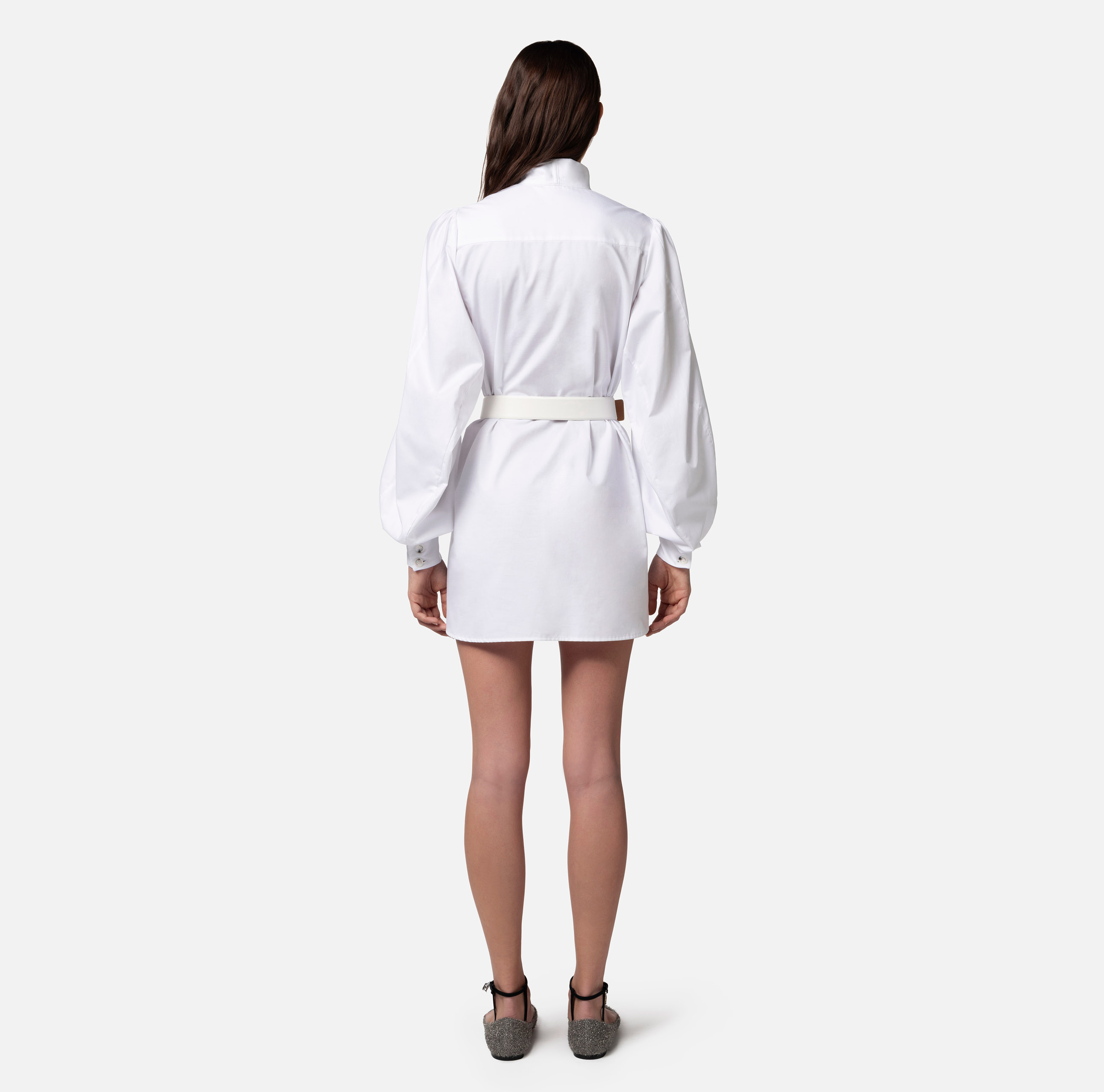 Короткое платье-рубашка из хлопкового поплина - Elisabetta Franchi