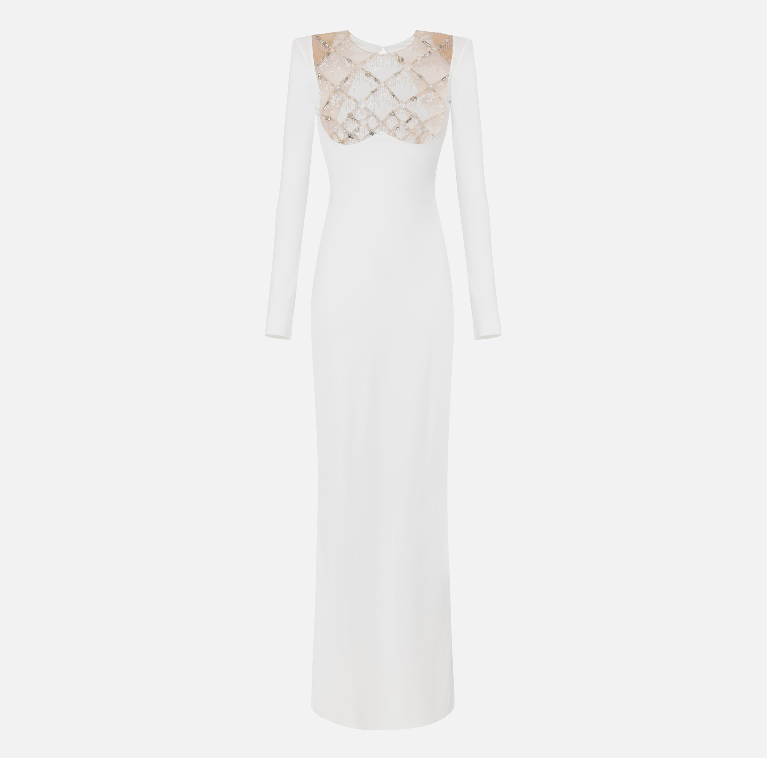 Red Carpet dress in jersey with embroidered bib - Elisabetta Franchi