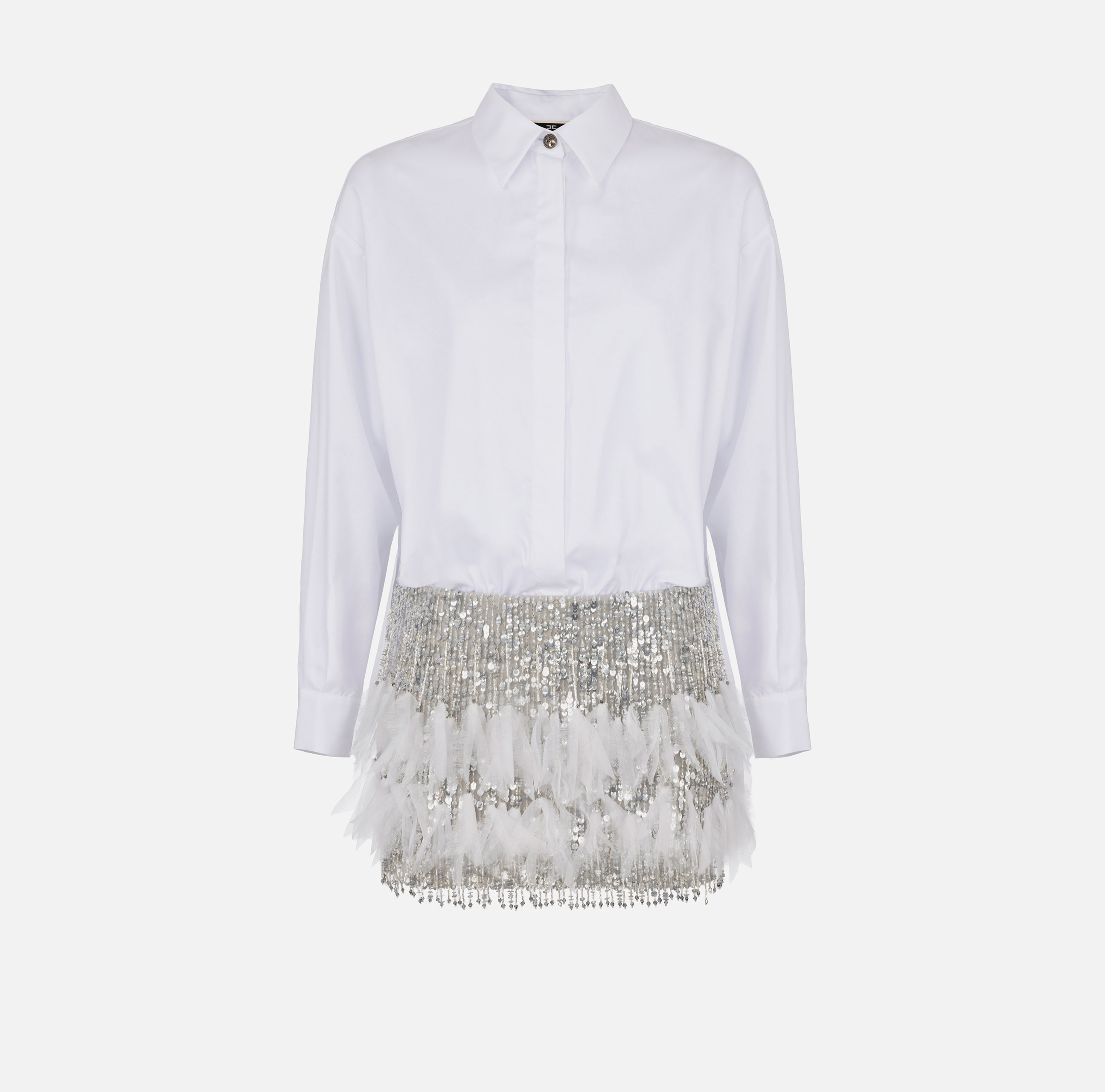 Shirt mini-dress with embroidered crêpe skirt - ABBIGLIAMENTO - Elisabetta Franchi