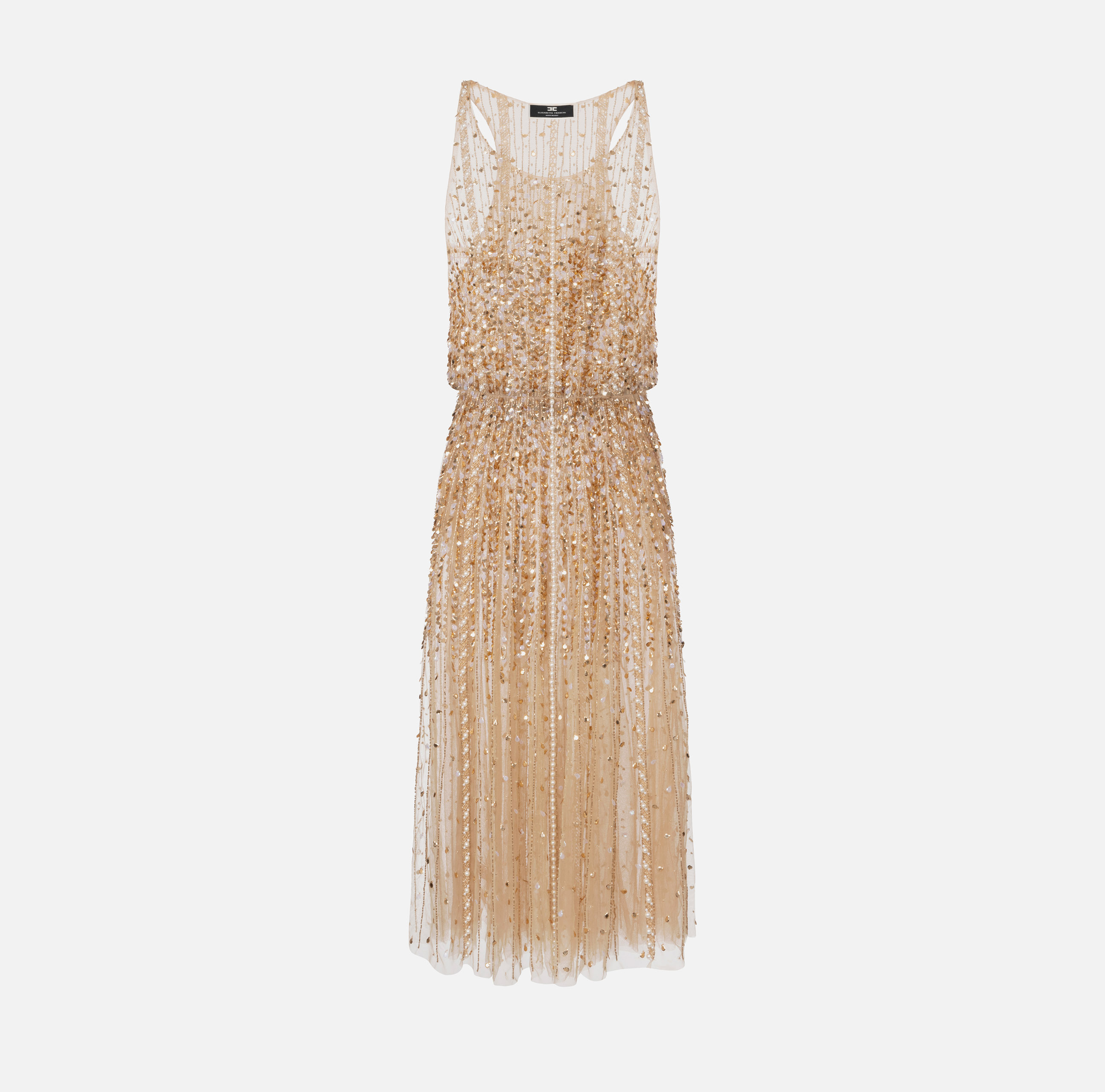 Midi dress in embroidered tulle fabric - Elisabetta Franchi