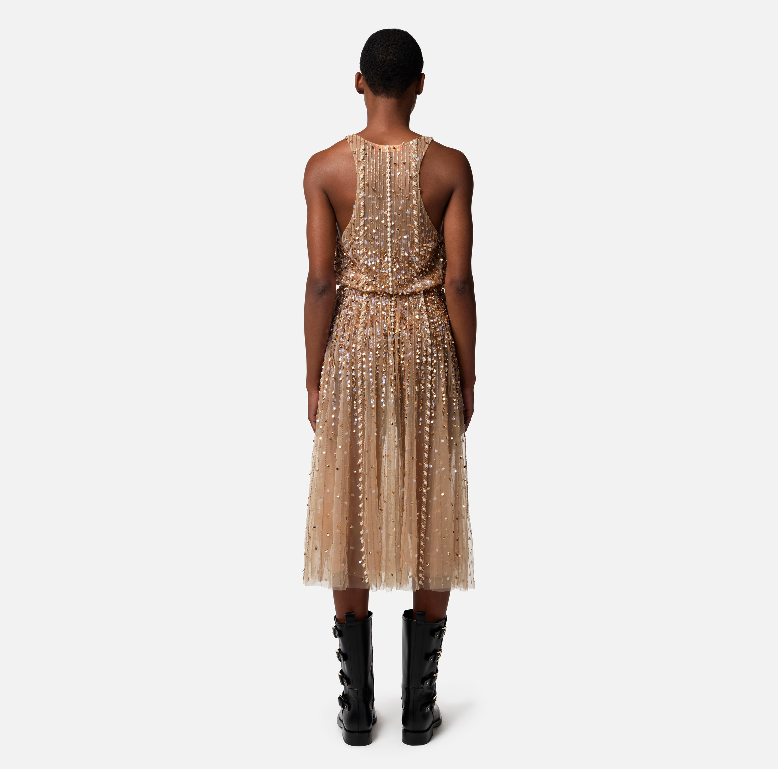 Midi dress in embroidered tulle fabric - Elisabetta Franchi