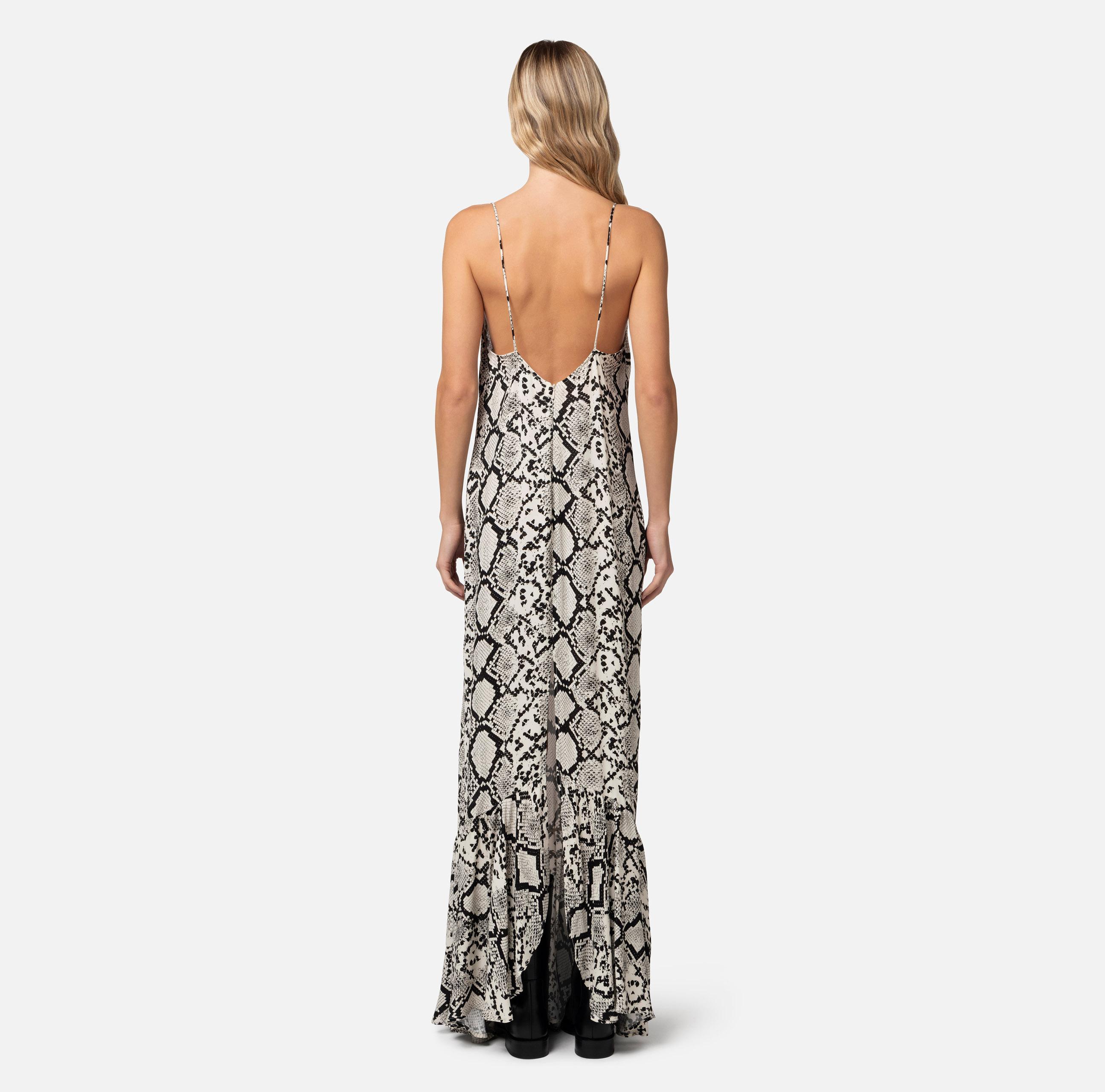 Długa sukienka z żorżety wiskozowej z motywem skóry węża - Elisabetta Franchi