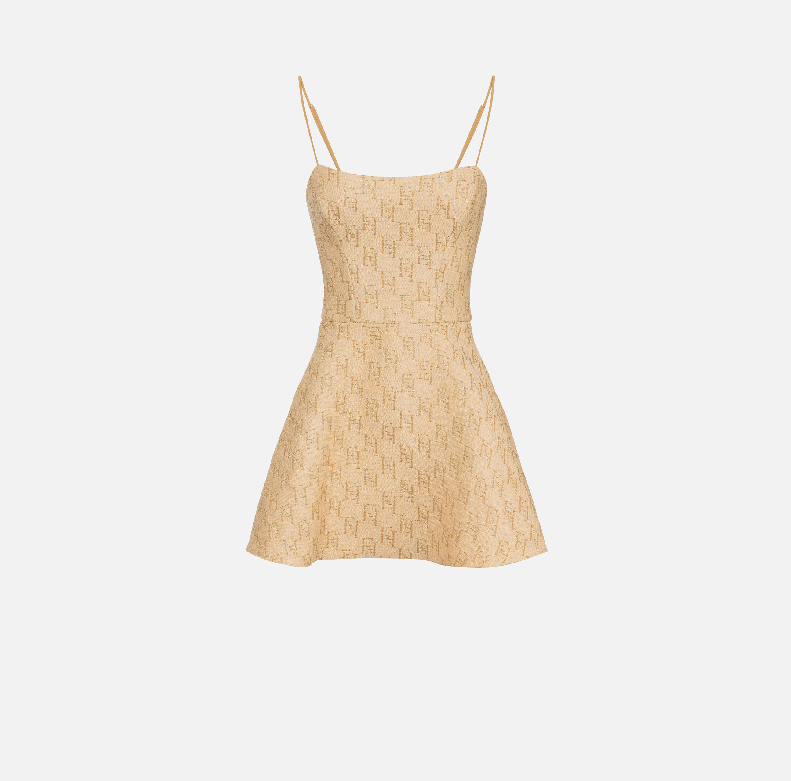 Mini-jurk van raffia jacquardstof met logo van lurex - Elisabetta Franchi