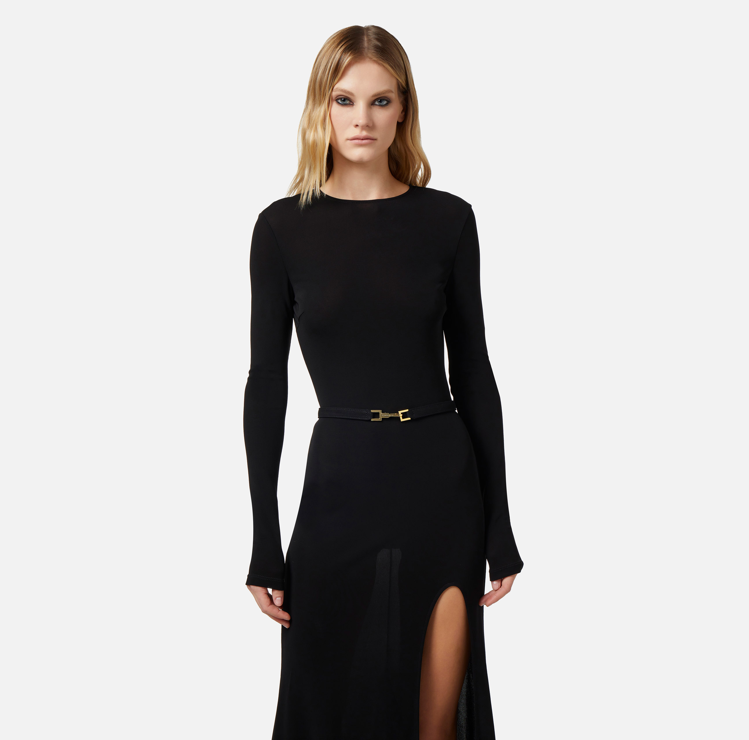 Jersey midi dress with belt - Elisabetta Franchi