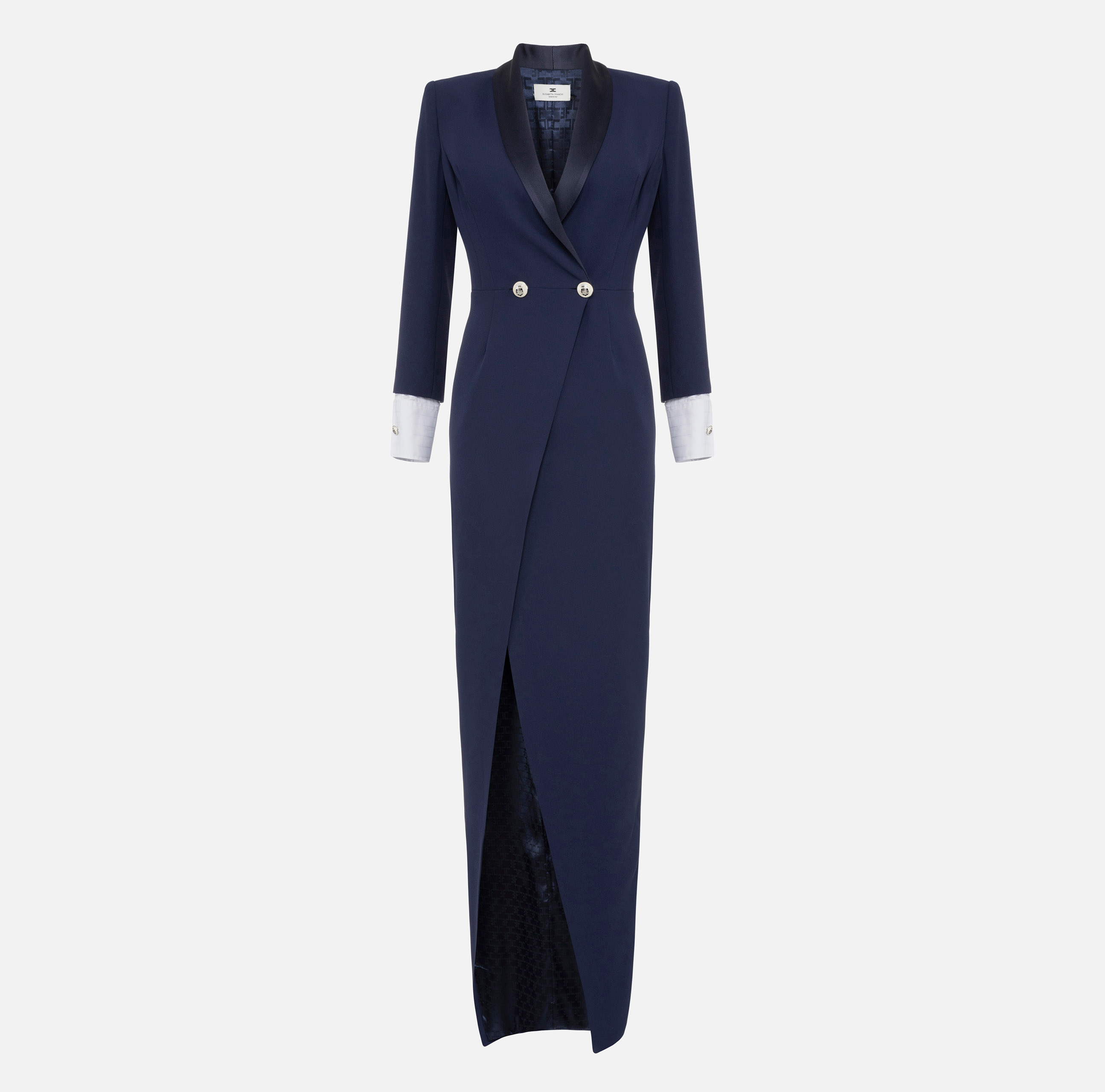 Red carpet crêpe dress with satin lapels - ABBIGLIAMENTO - Elisabetta Franchi