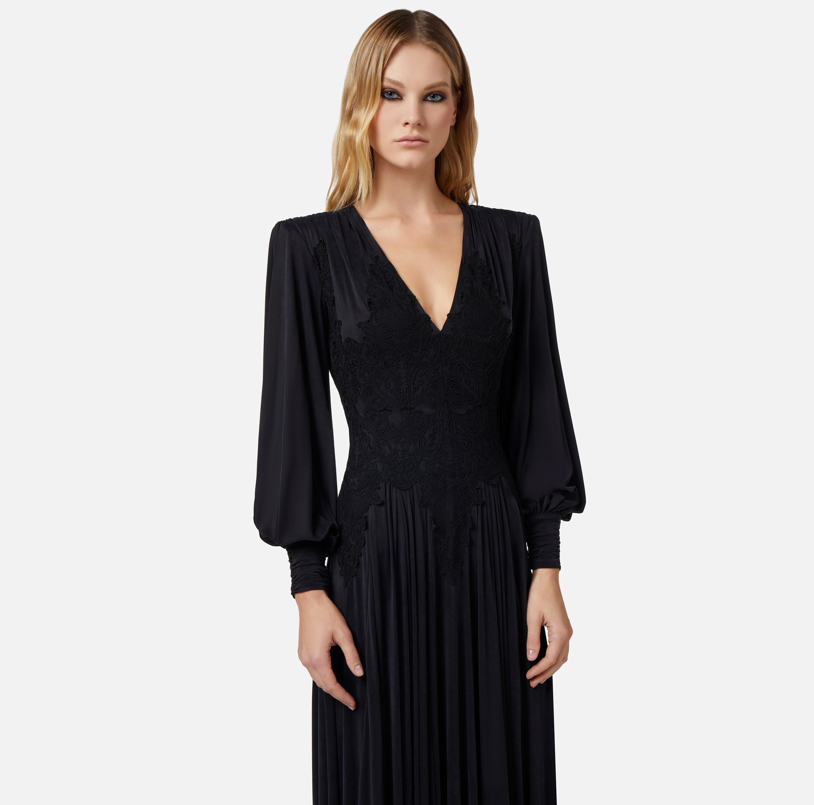 Jersey red carpet dress with lace inserts - Elisabetta Franchi