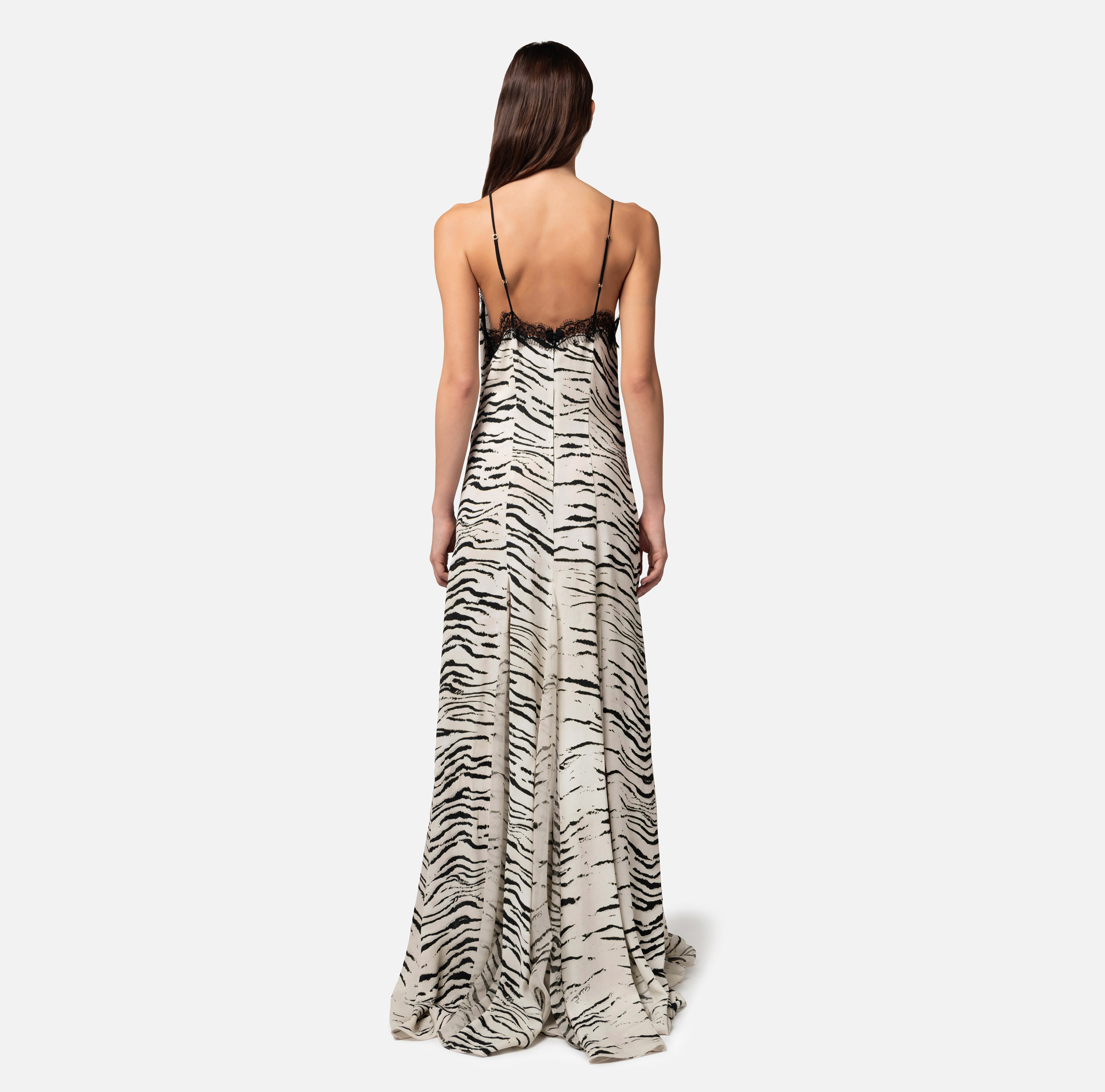 Lange jurk van viscose georgette met dierenprint - Elisabetta Franchi