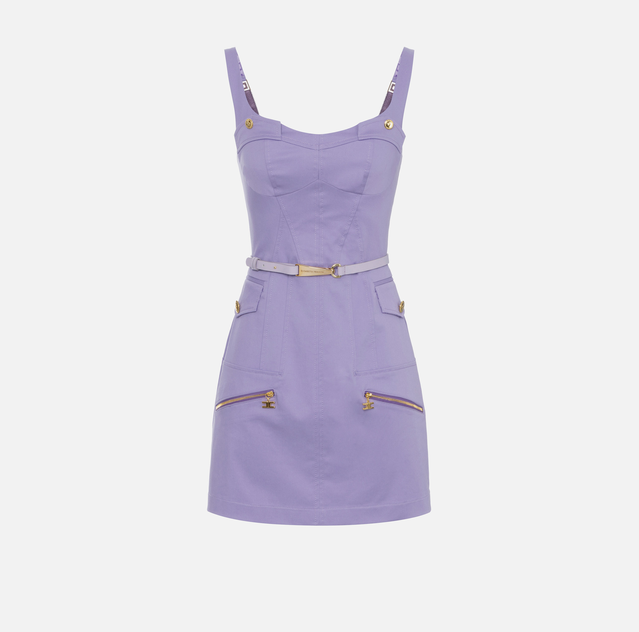 Cotton utility mini-dress with belt - ABBIGLIAMENTO - Elisabetta Franchi