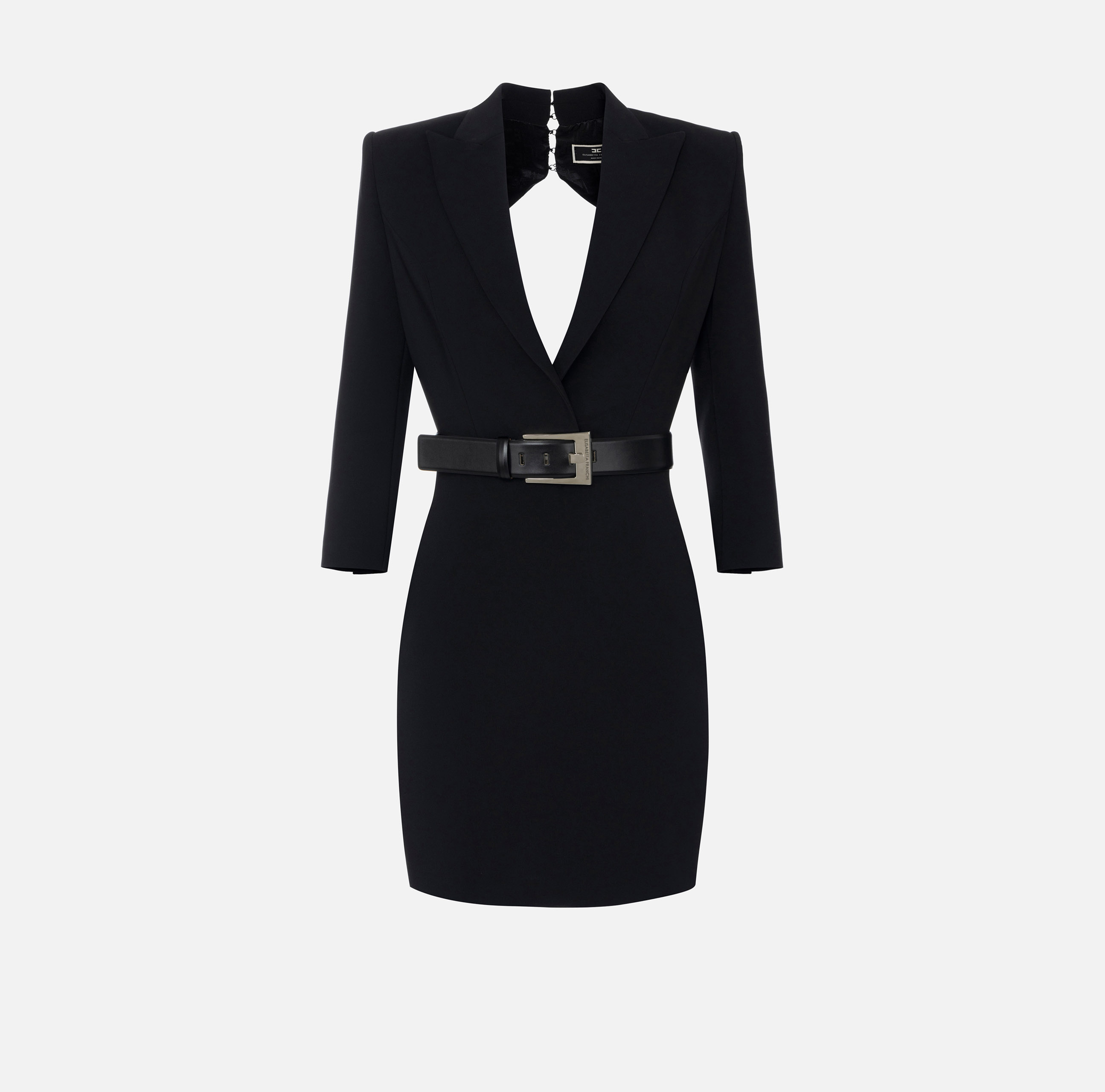Coat dress in crêpe fabric with back cut-out - Elisabetta Franchi