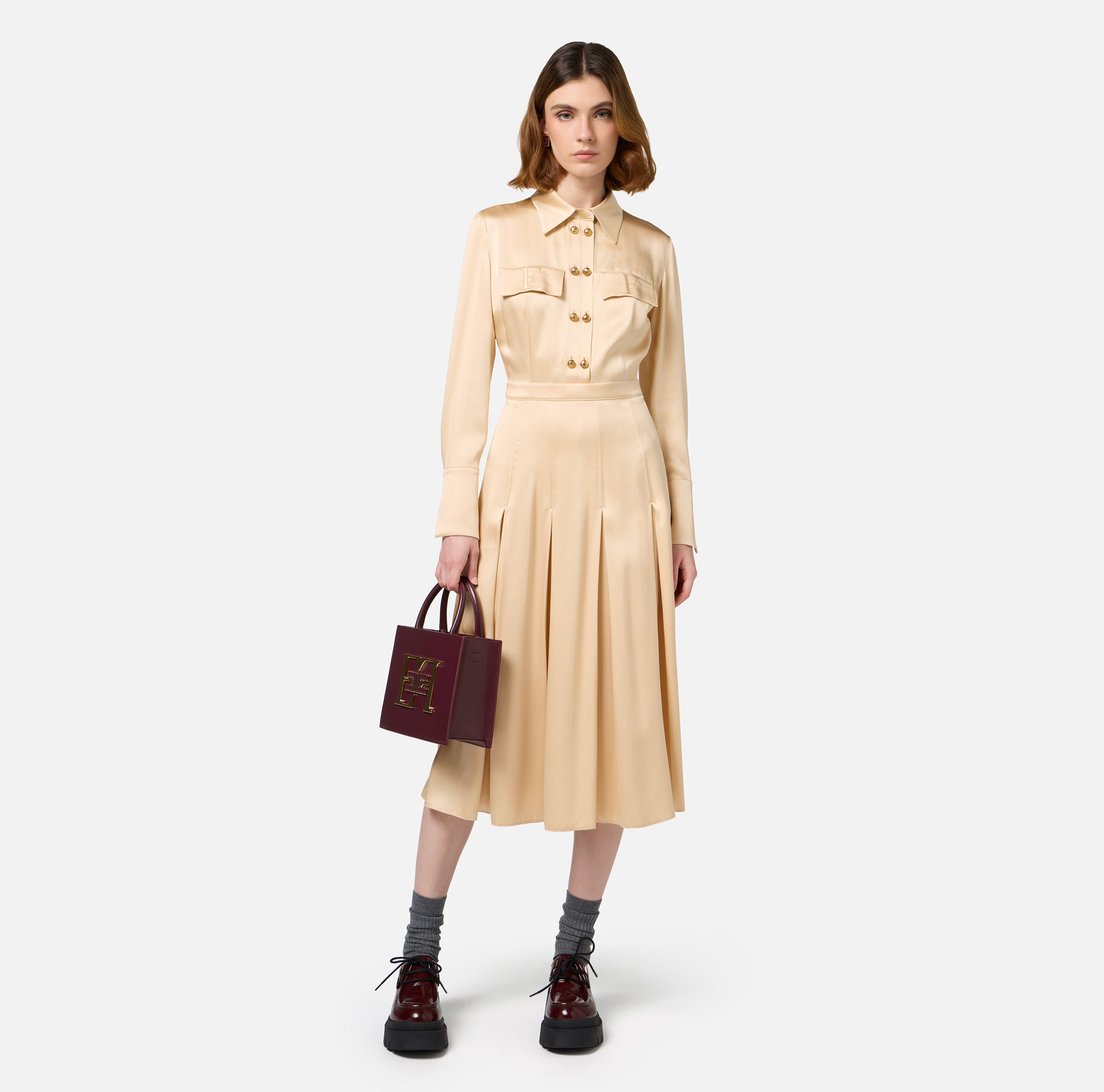 Crêpe shirt-dress with pockets - Elisabetta Franchi