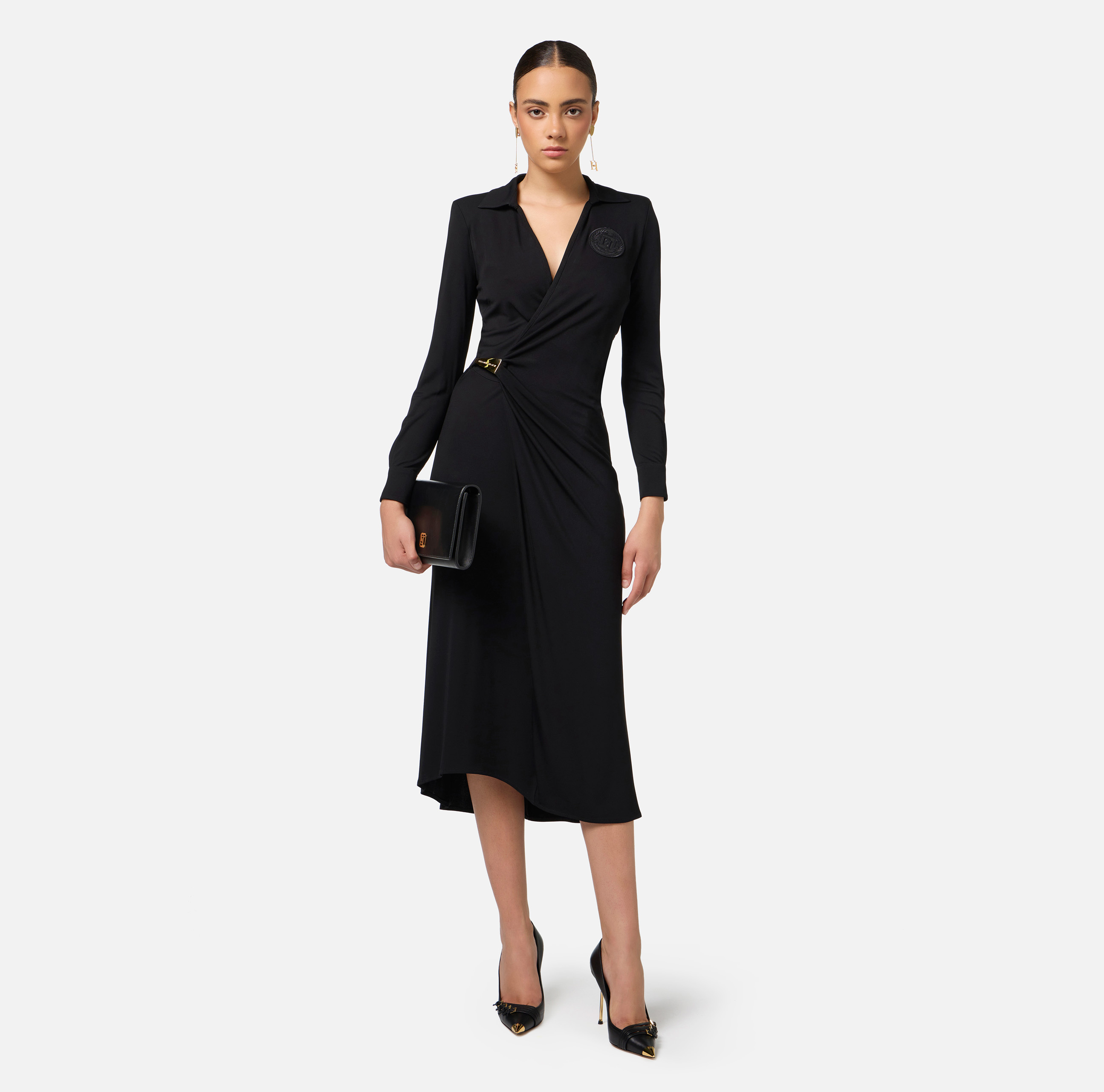 Robe midi en jersey avec nœud latéral - Elisabetta Franchi