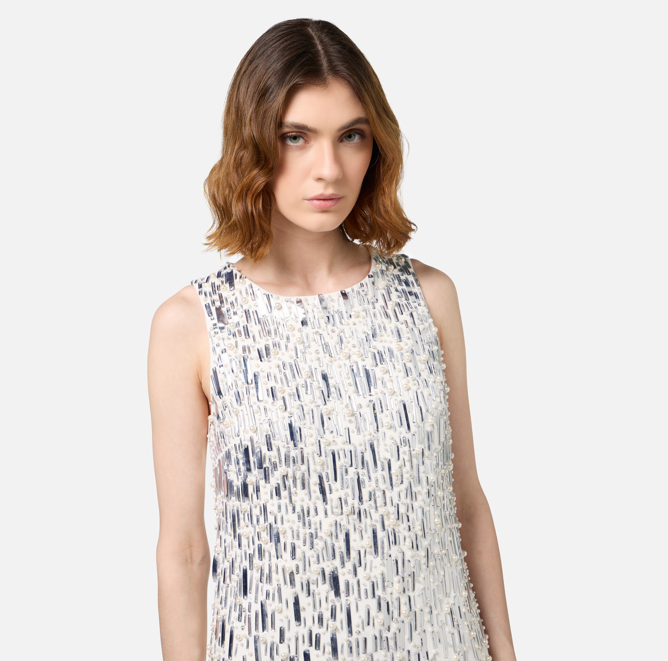 Mini-dress in embroidered crêpe fabric - Elisabetta Franchi