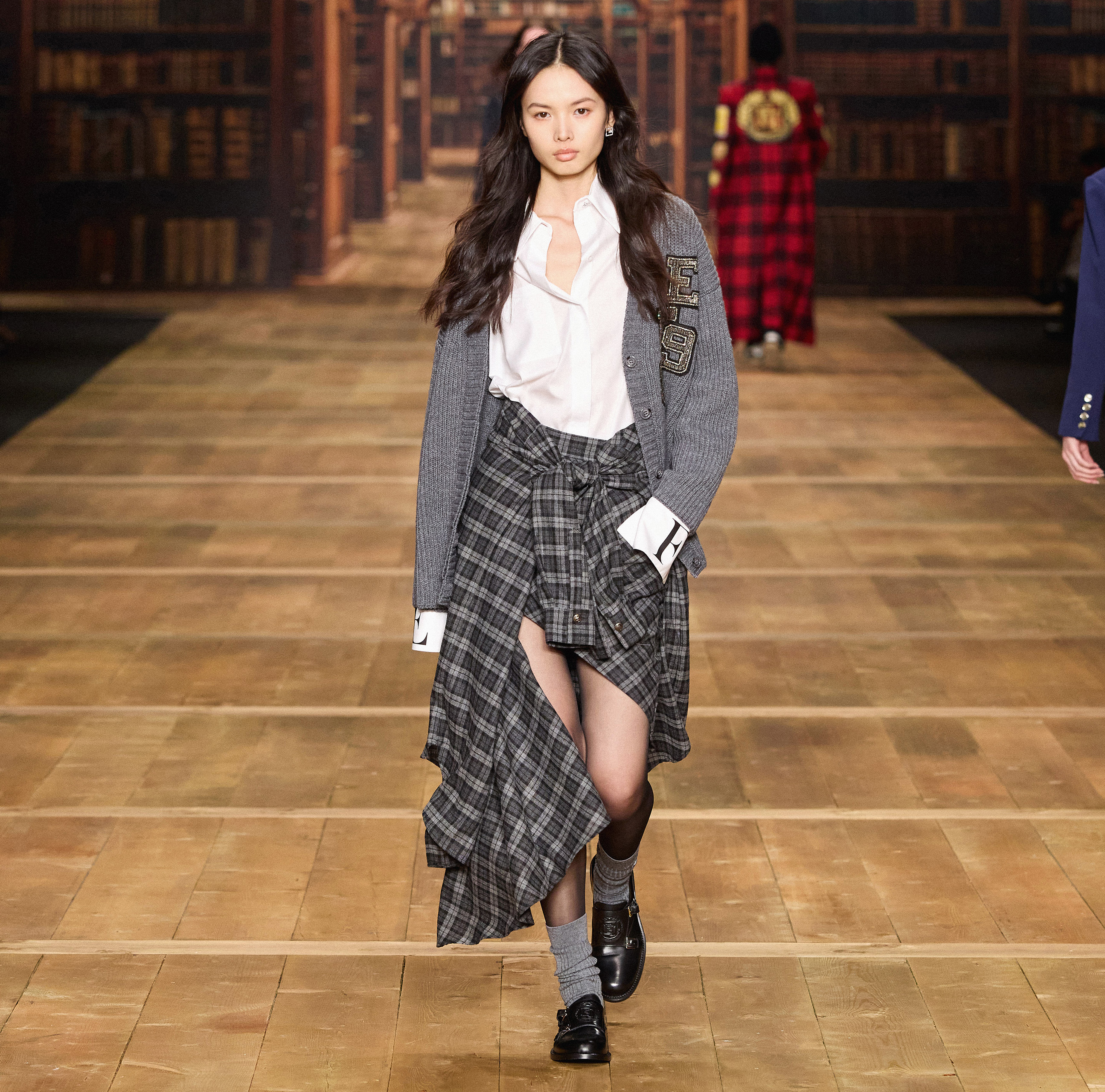 Wool tartan shirt dress with embroidered patch - Elisabetta Franchi