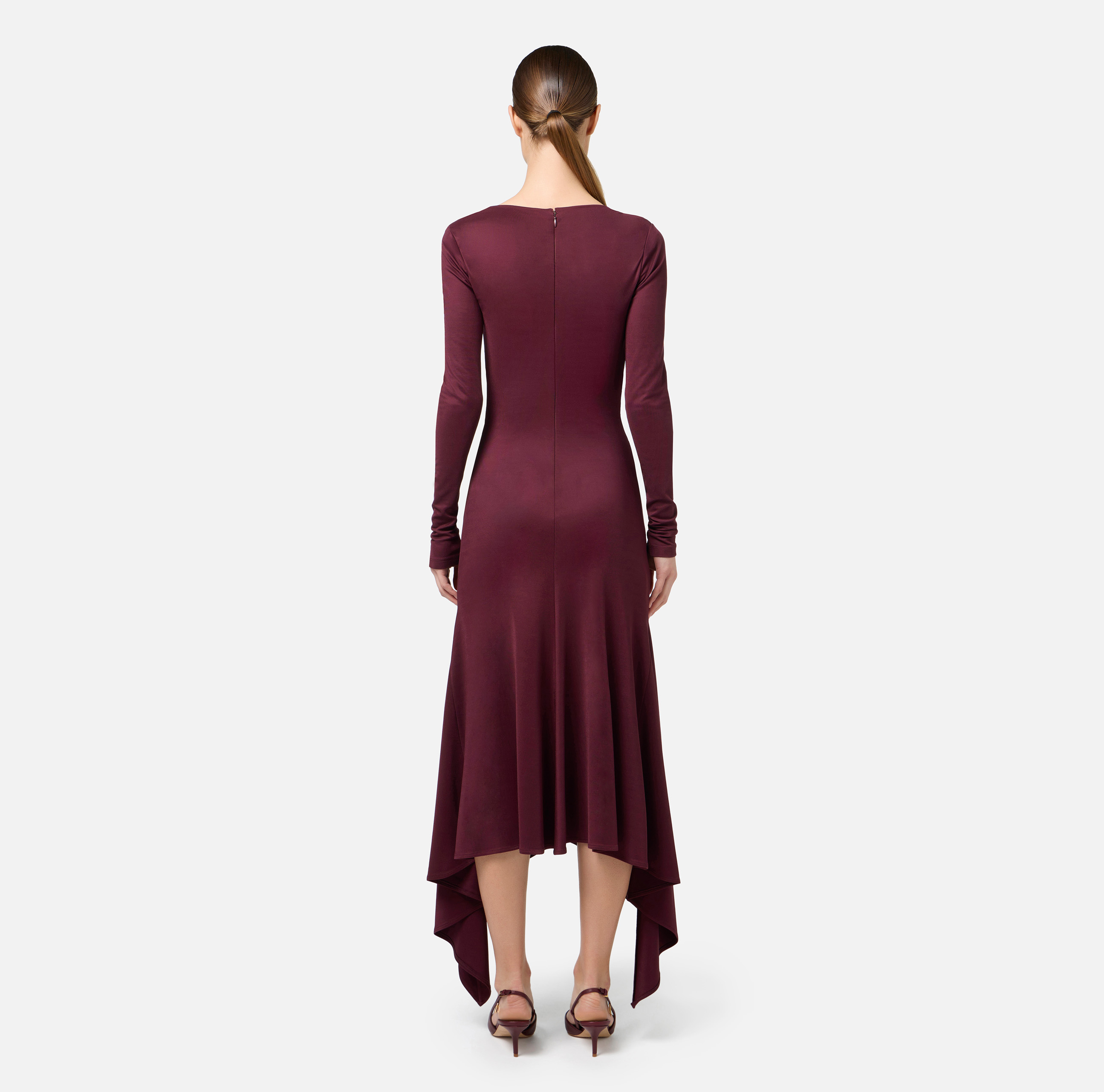 Flowing jersey midi dress with draping - Elisabetta Franchi