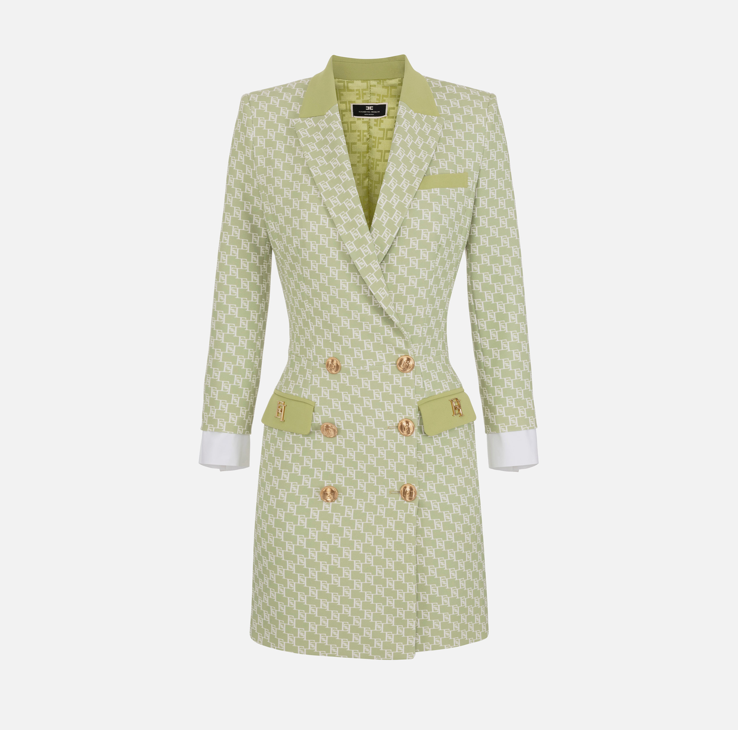 Robe-manteau en crêpe stretch imprimé logo - Elisabetta Franchi