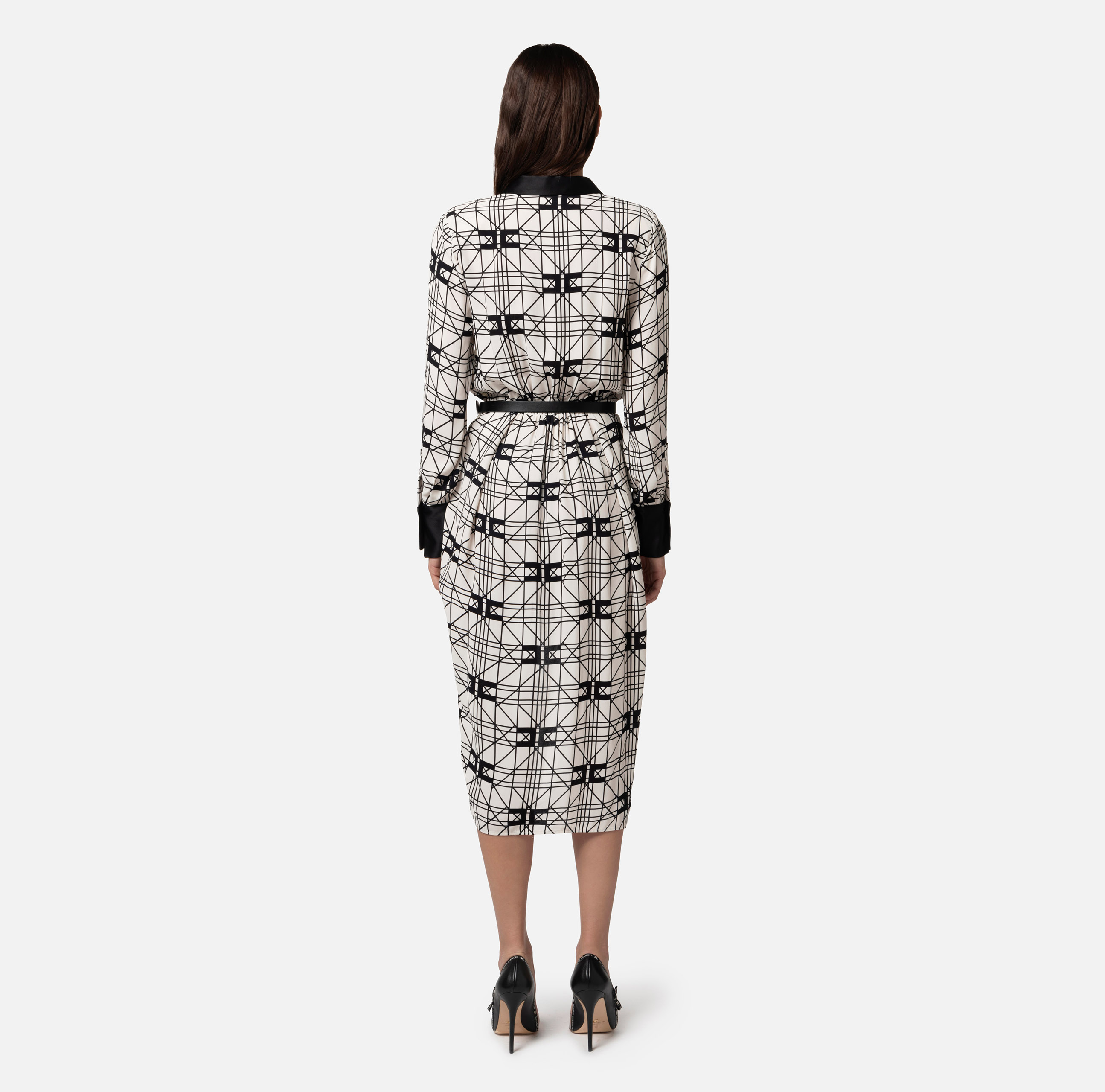 Sukienka midi kopertowa z żorżety wiskozowej z nadrukiem - Elisabetta Franchi