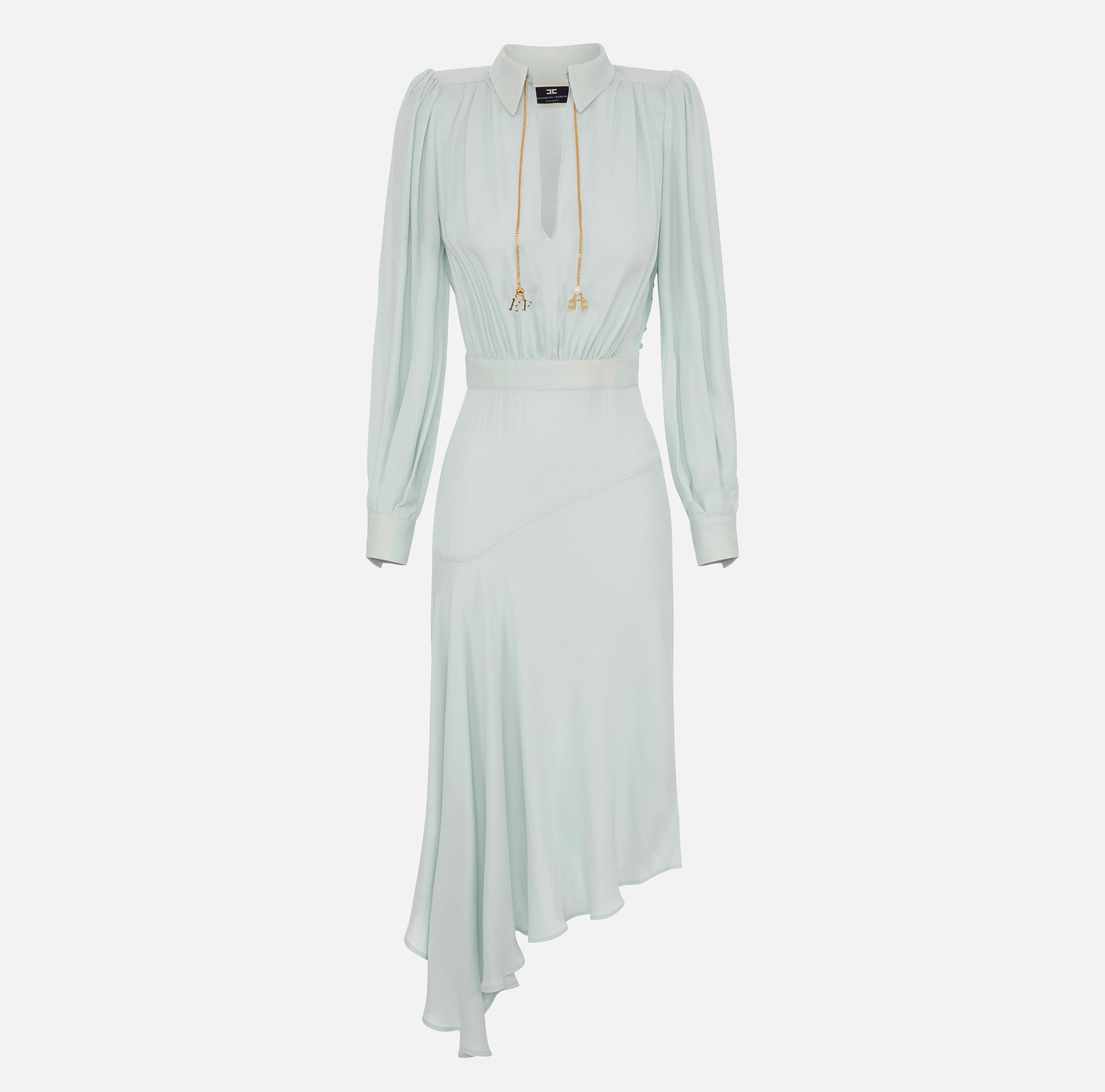 Asymmetric shirt-dress in georgette fabric - ABBIGLIAMENTO - Elisabetta Franchi