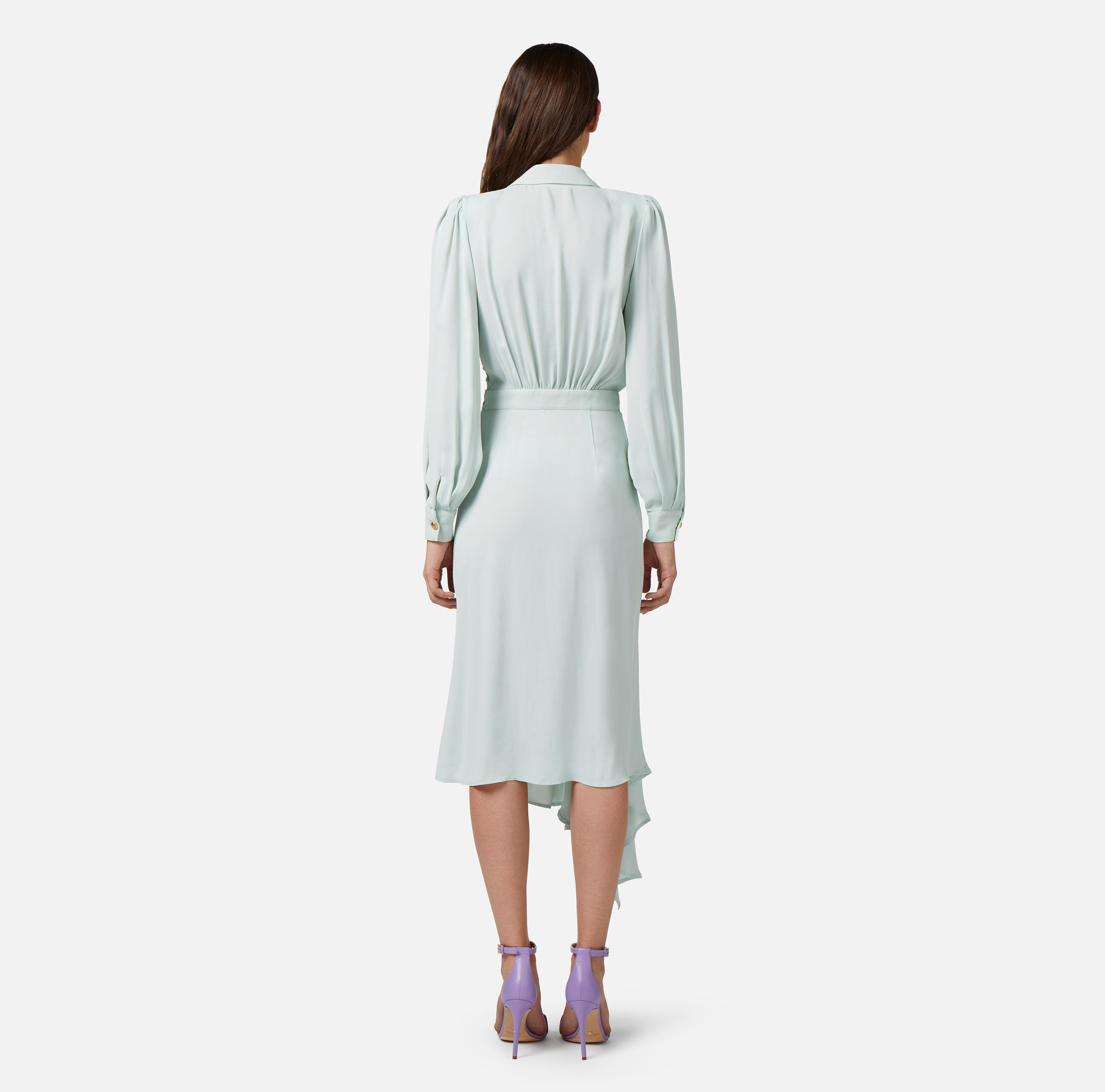 Асимметричное платье-рубашка из жоржета - Elisabetta Franchi