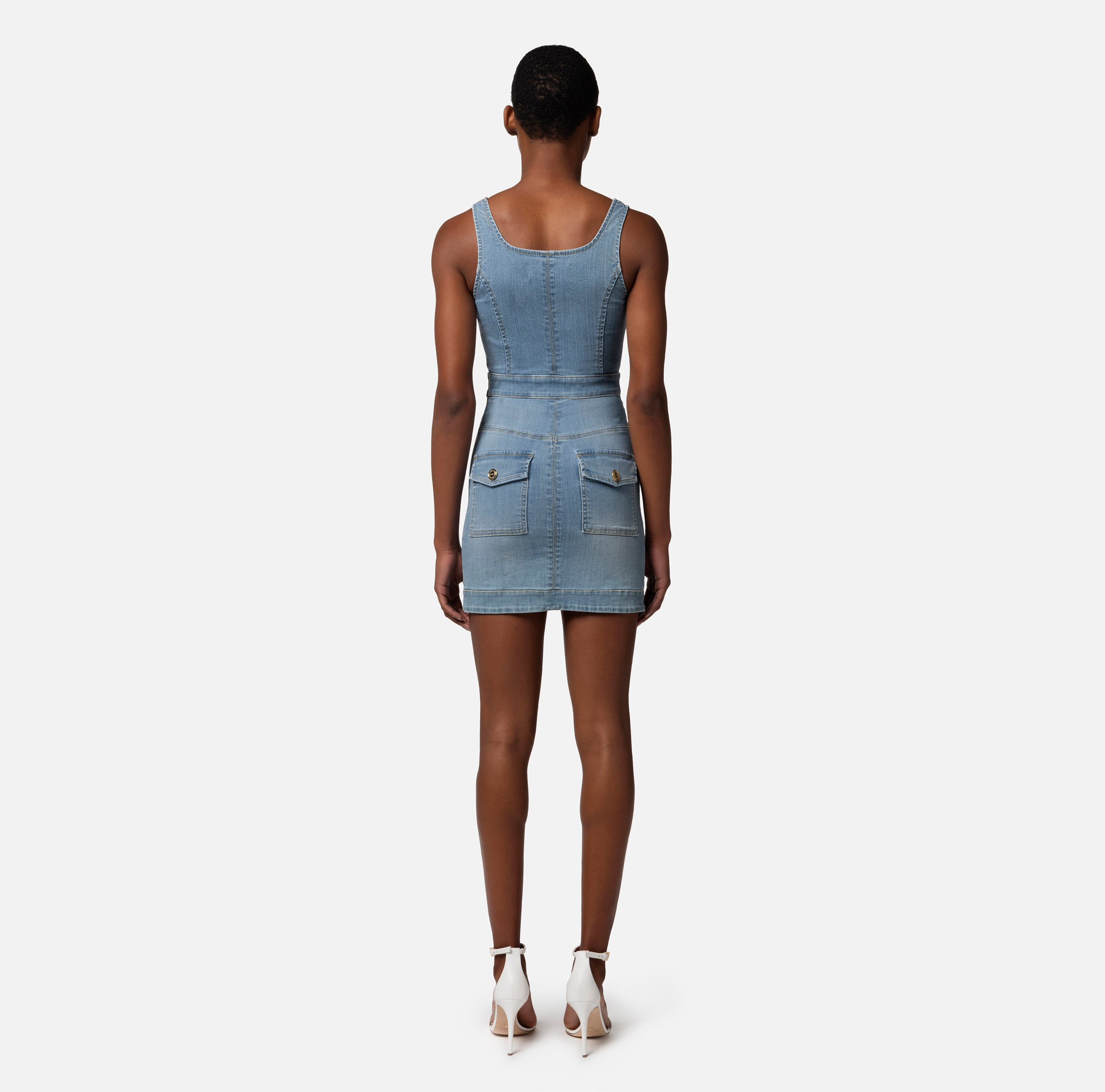 Sukienka mini jeansowa zapinana na guziki - Elisabetta Franchi