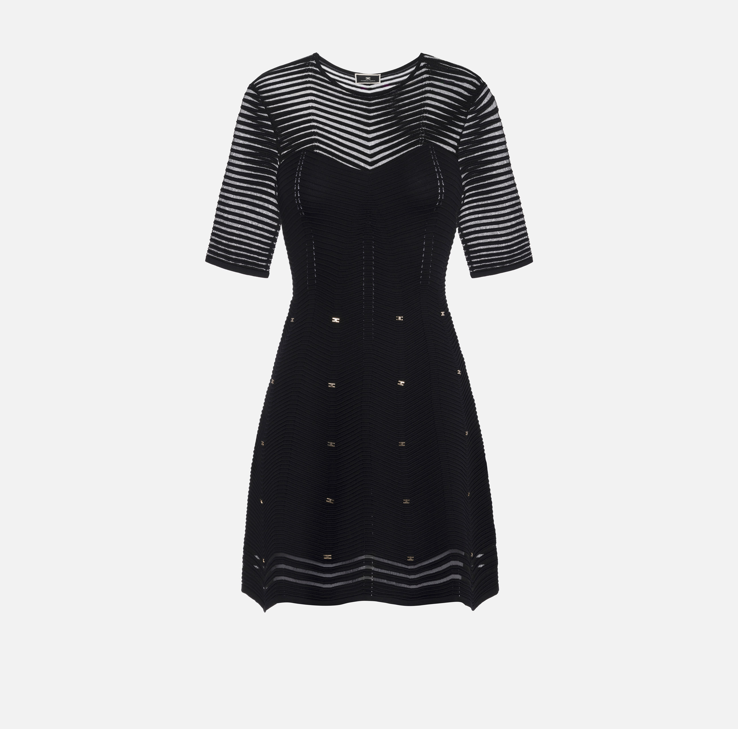 Minivestido de viscosa con motivo de chevrón y tachas - ABBIGLIAMENTO - Elisabetta Franchi